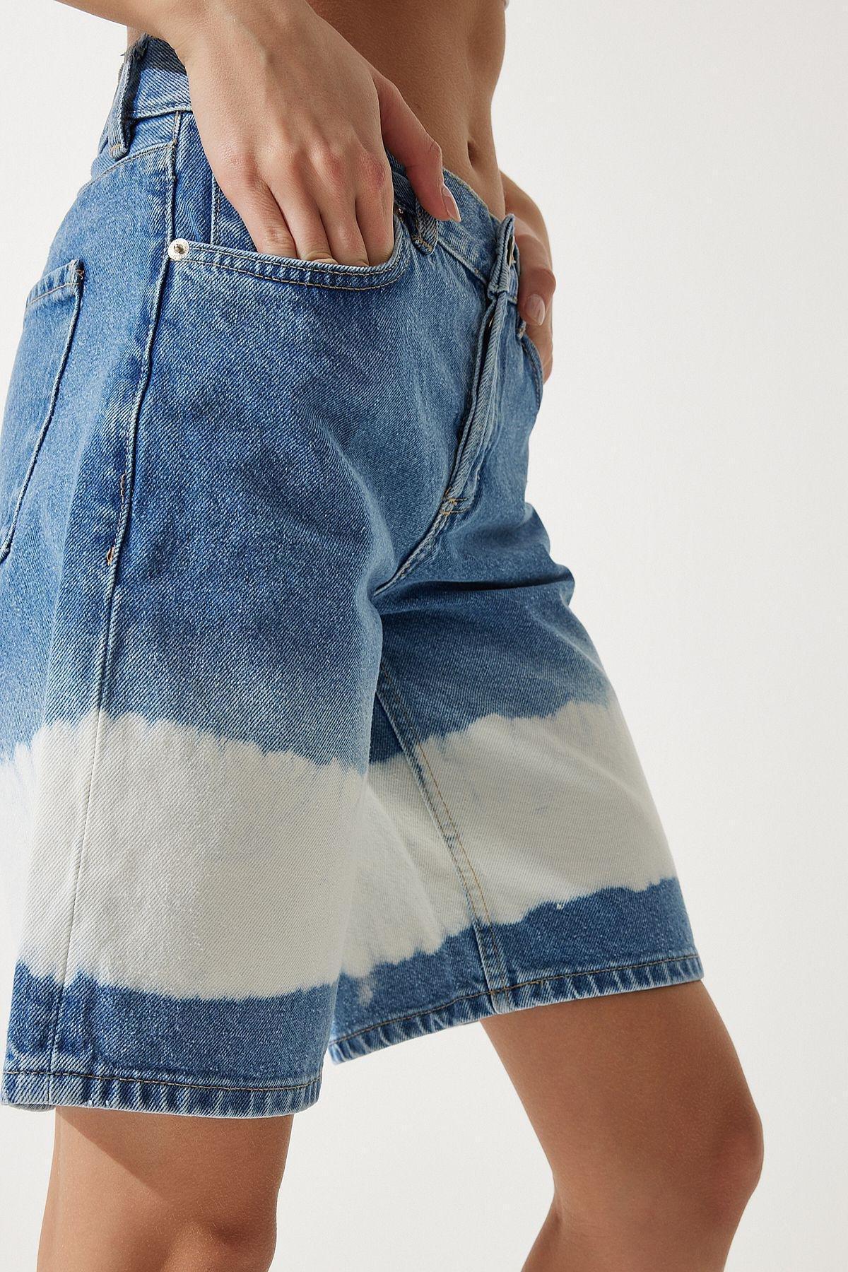 Blue Tie Dye Denim Shorts, , large image number 4