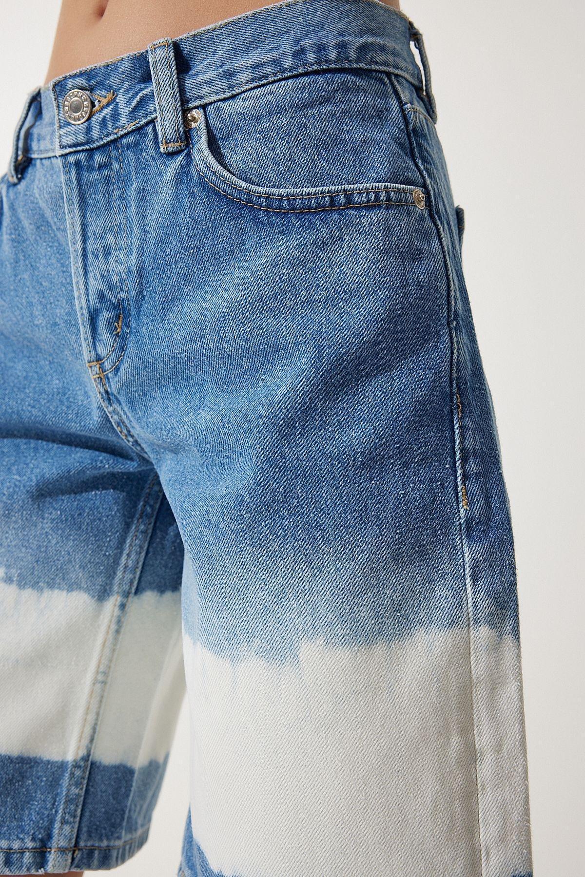 Blue Tie Dye Denim Shorts, , large image number 5