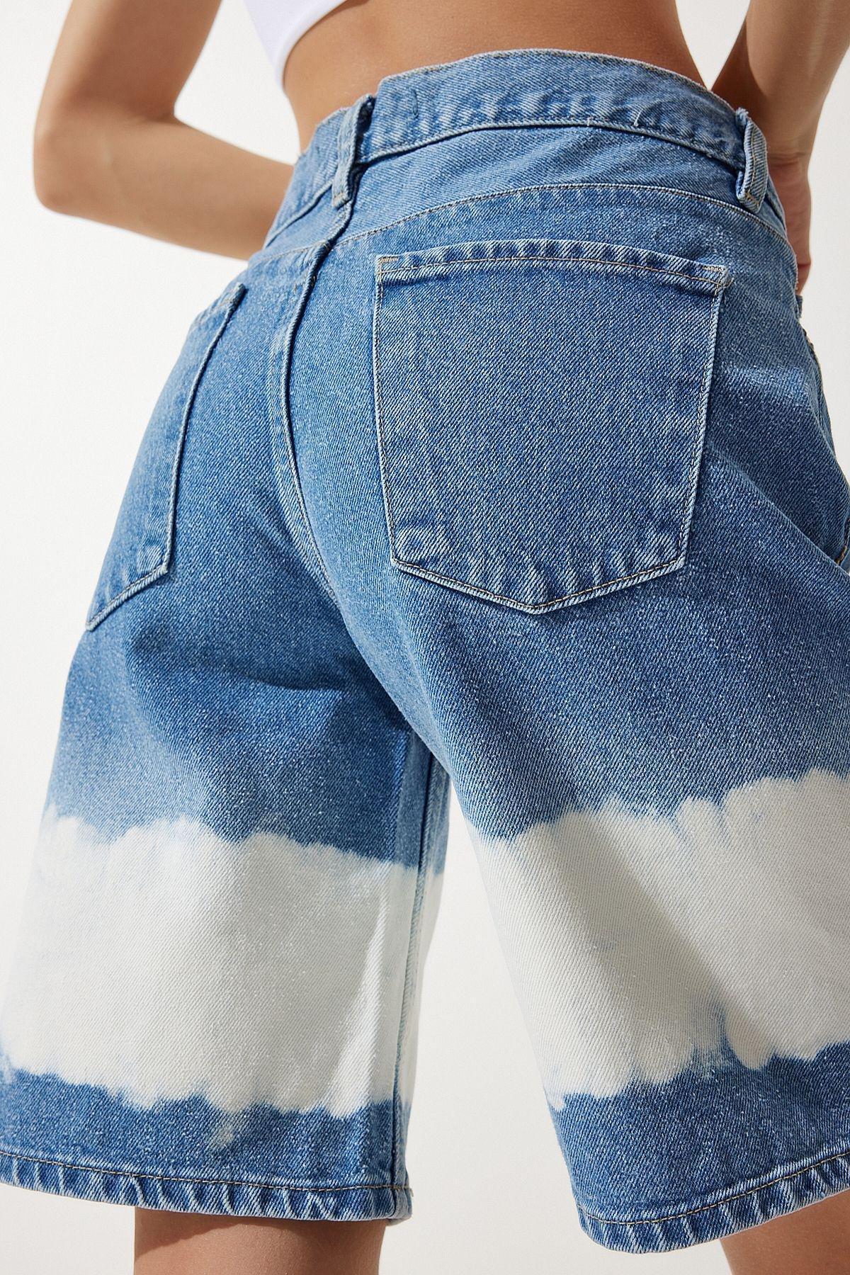 Blue Tie Dye Denim Shorts, , large image number 6