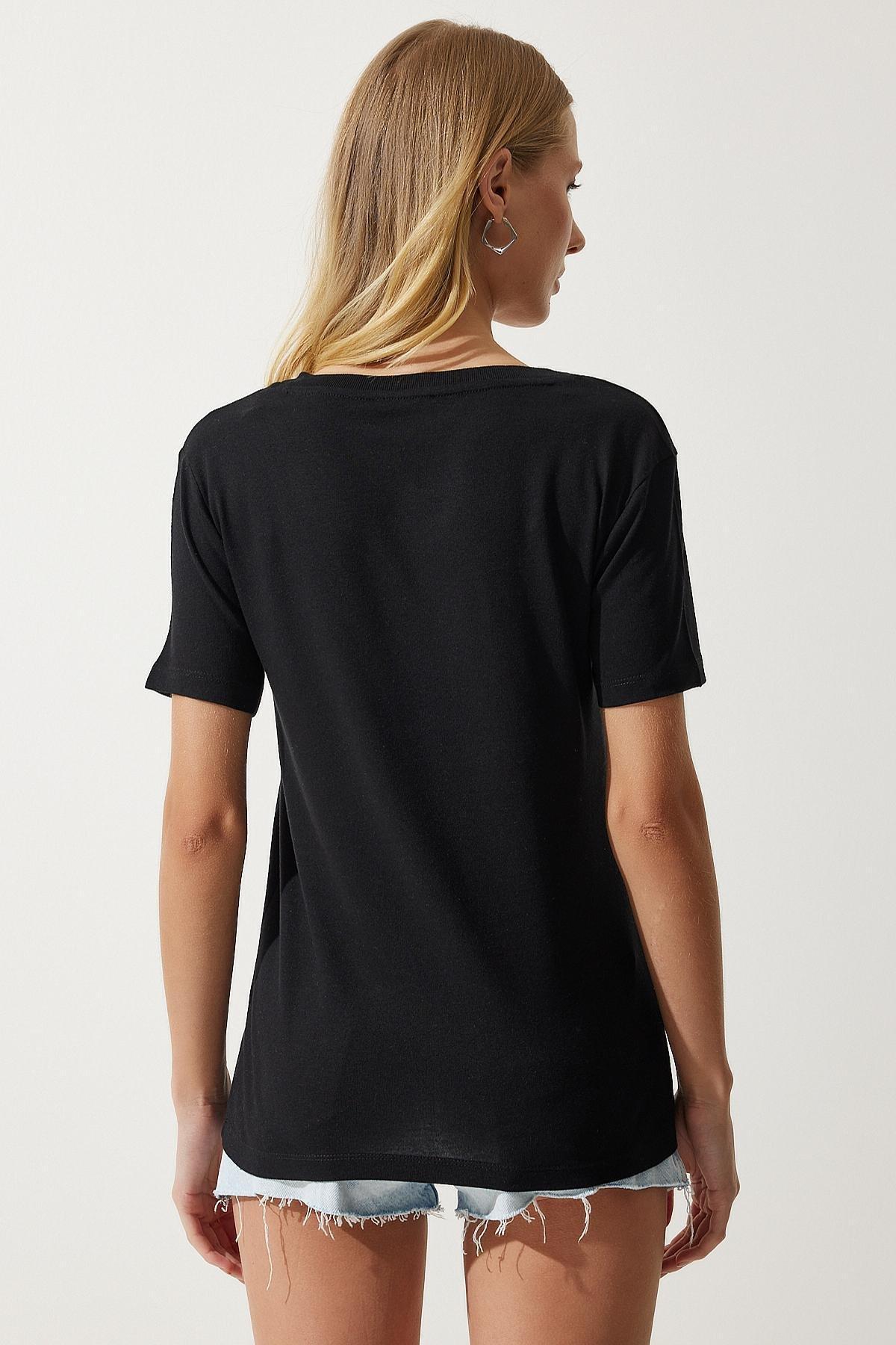 Black V-Neck Modal T-Shirt, C101_5720, large image number 4
