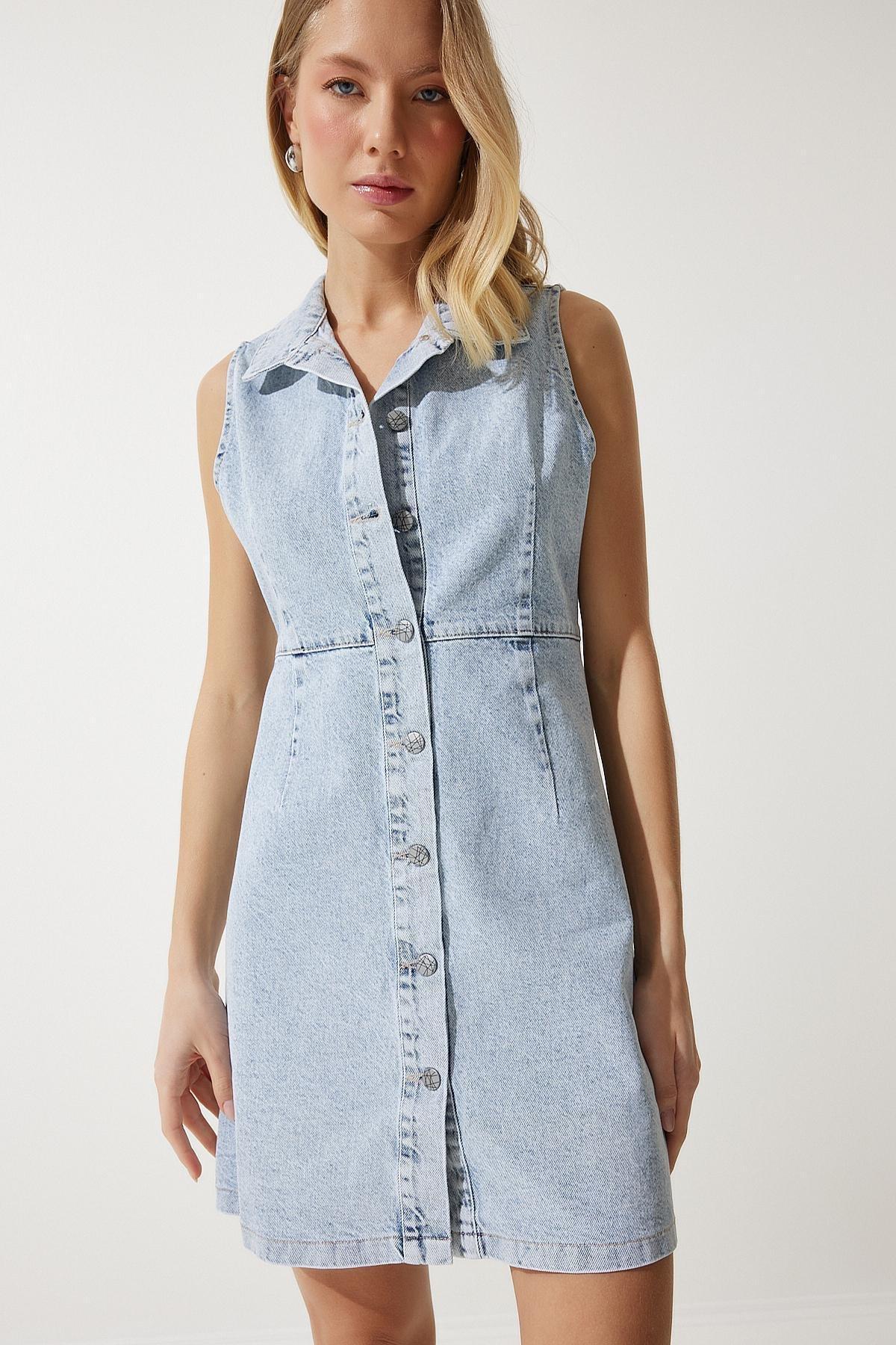 Ice Blue Plain Shirt Dress, , large image number 4