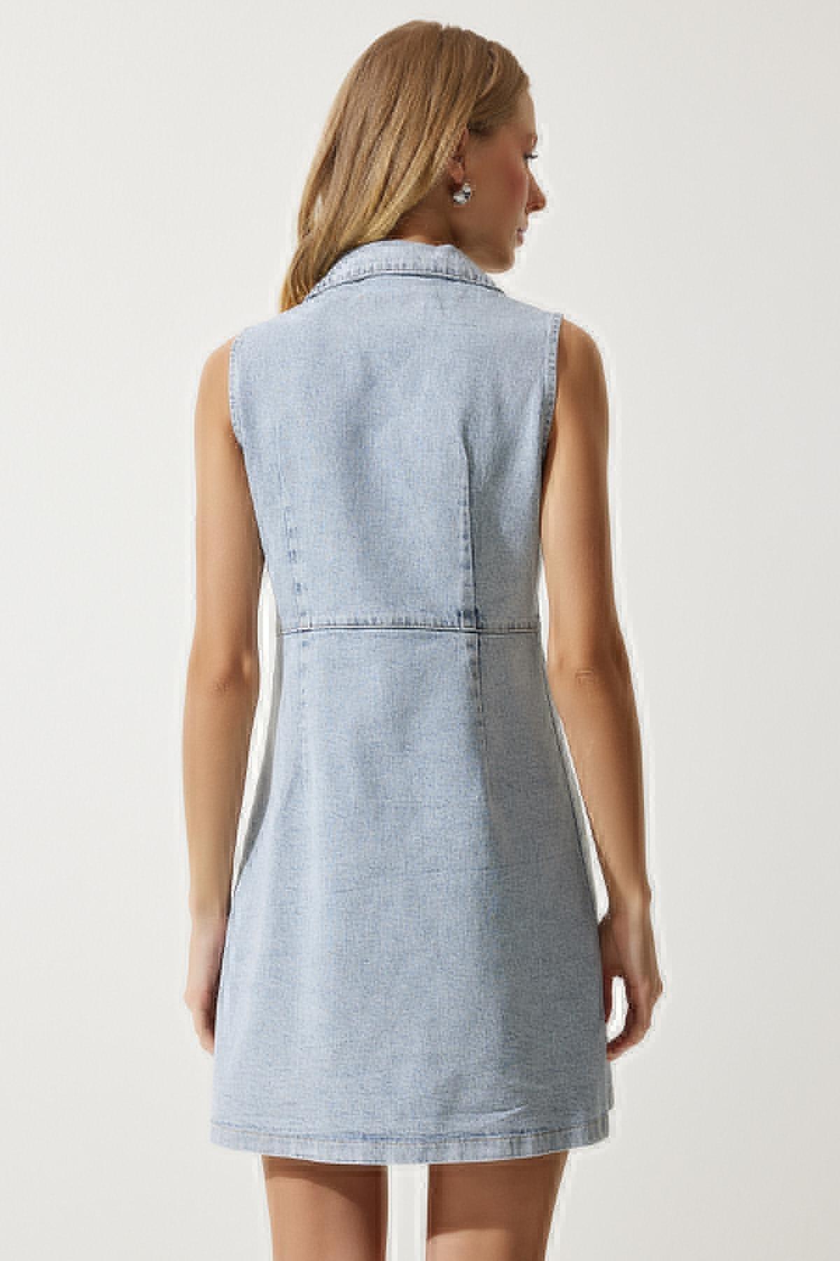 Ice Blue Plain Shirt Dress, , large image number 5