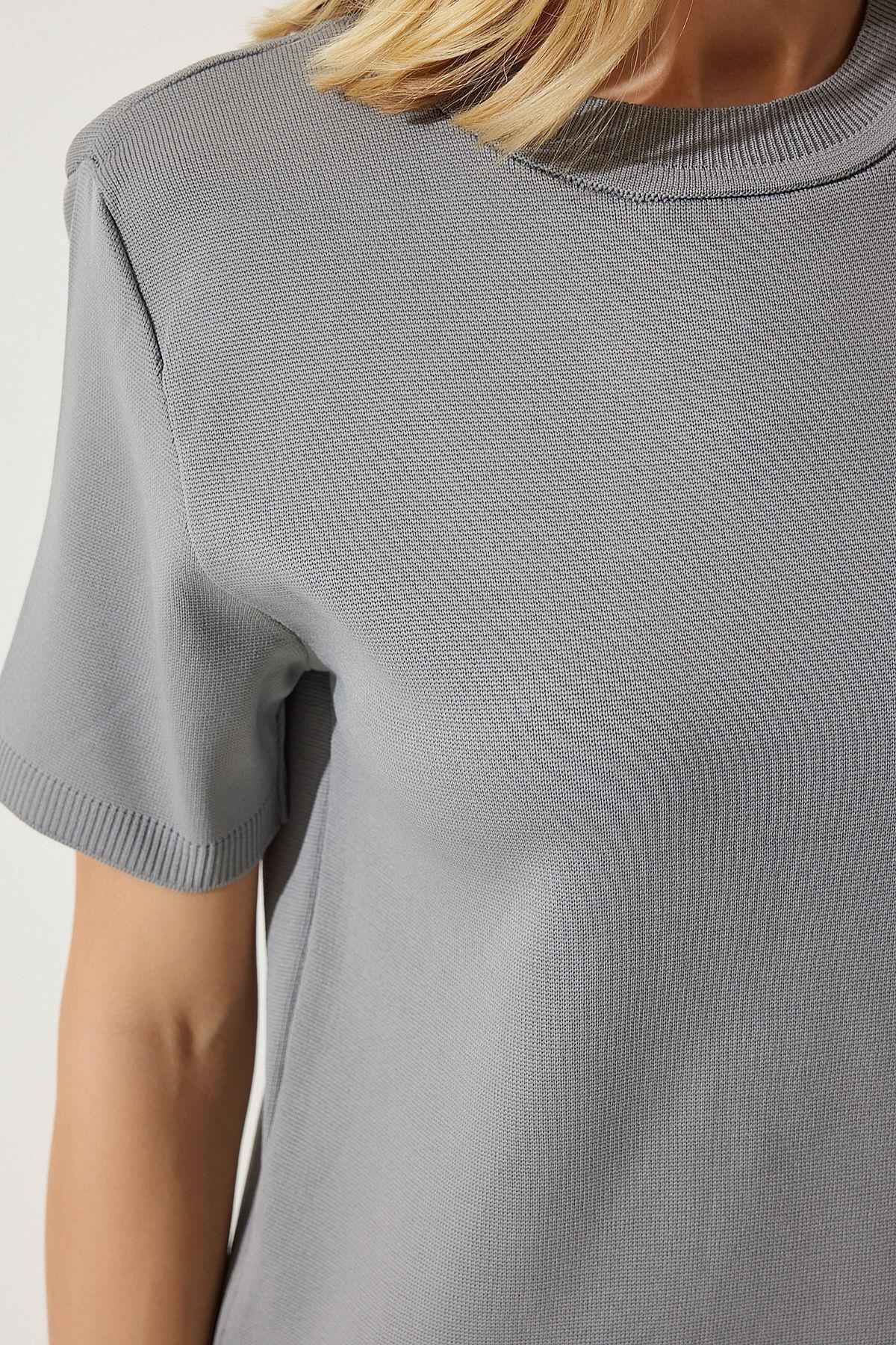 Grey Plain Cropped Blouse, C101_5662, large image number 2