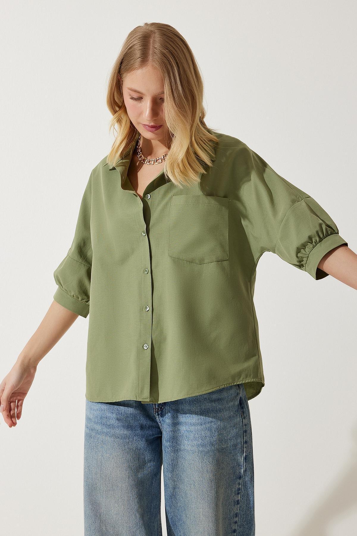 Khaki Plain Button Down Shirt, Khaki, large image number 3
