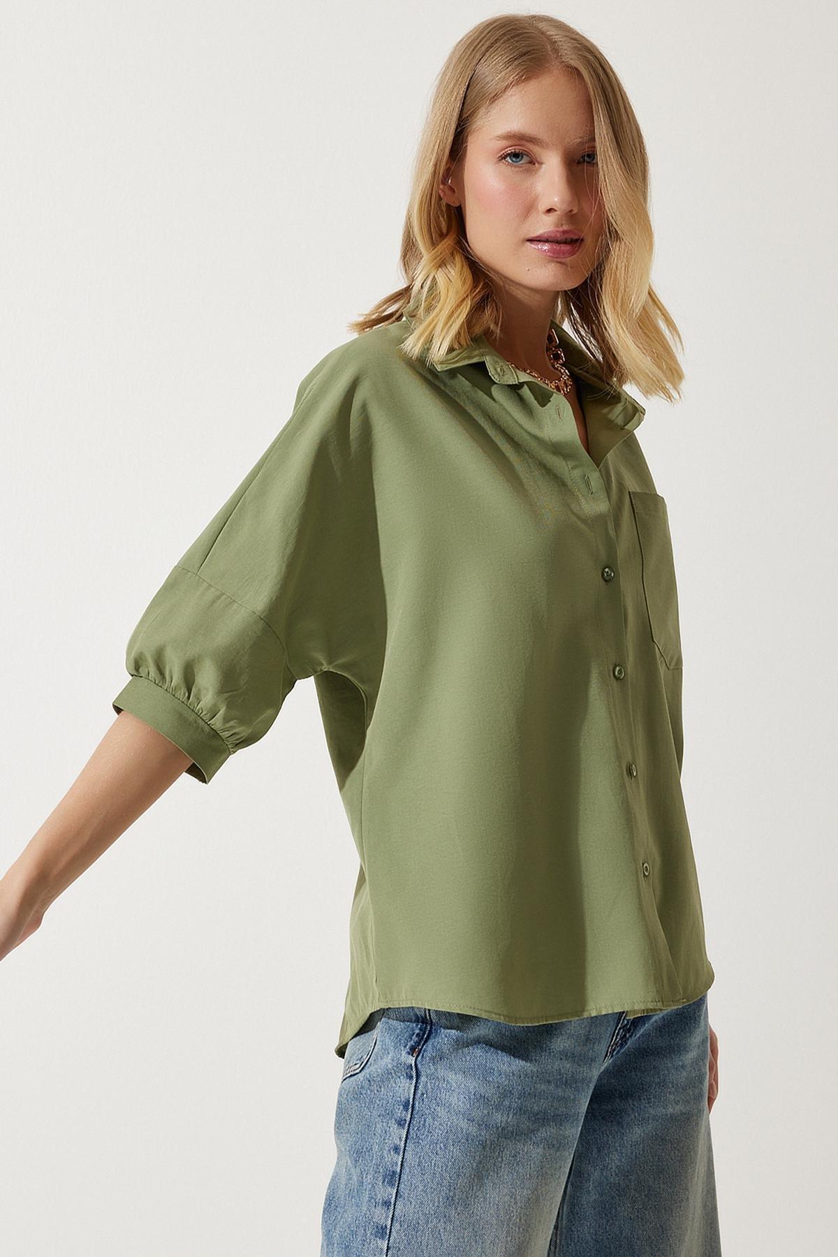 Khaki Plain Button Down Shirt, Khaki, large image number 4
