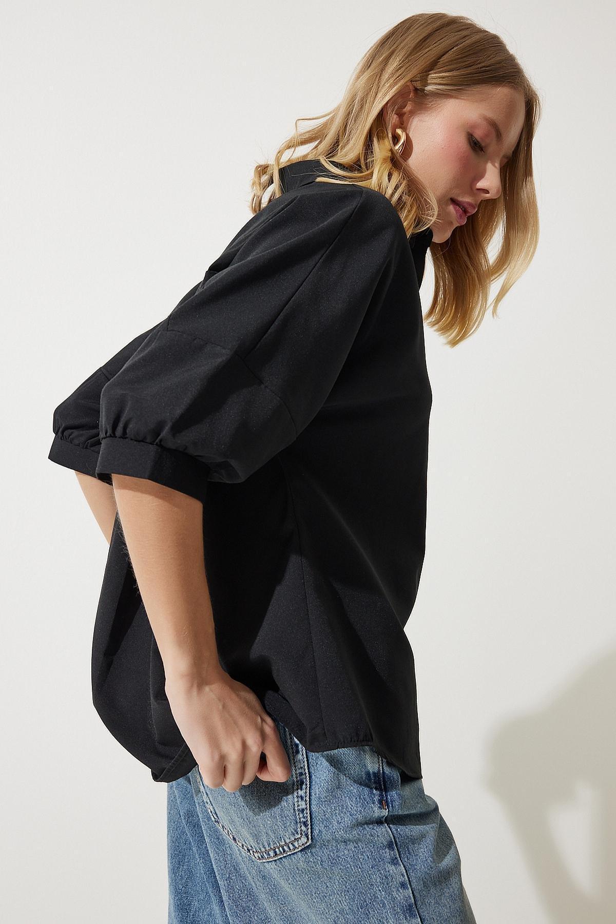 Black Plain Button Down Shirt, , large image number 1