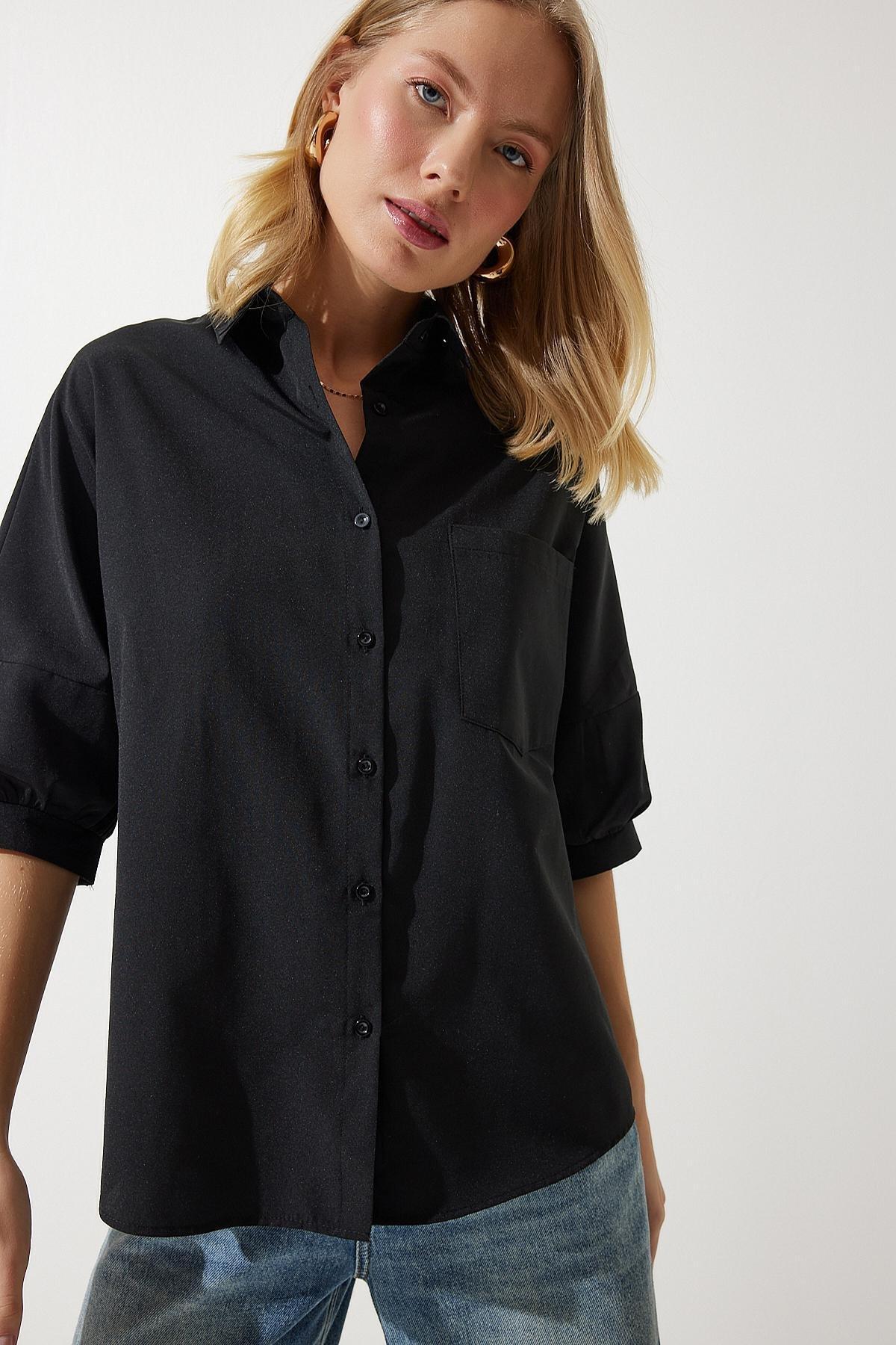Black Plain Button Down Shirt, , large image number 2