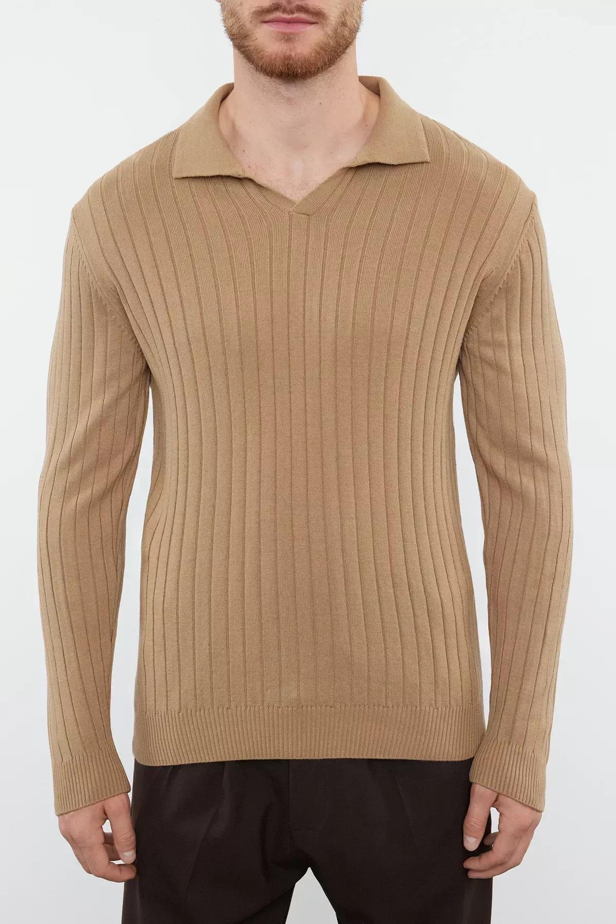 Camel Ribbed Casual Sweater, CAMEL, large image number 7