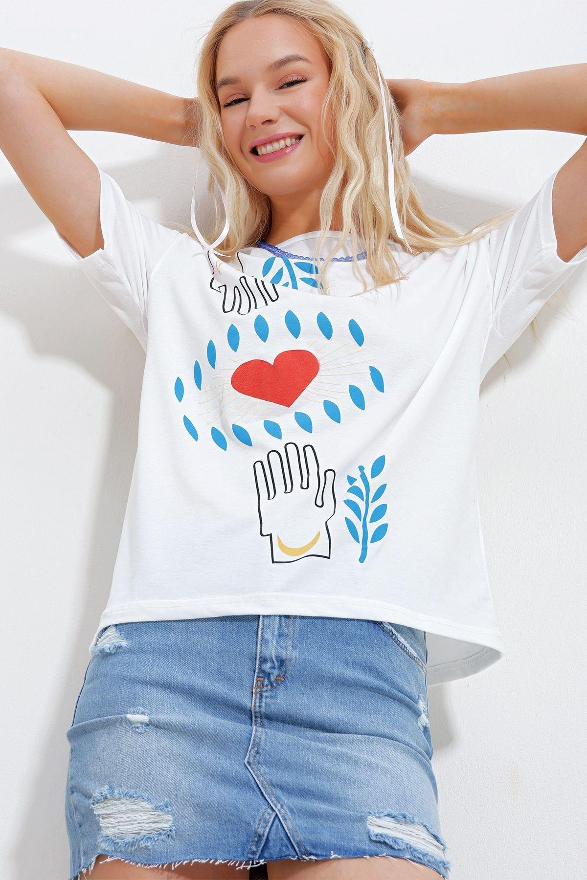 White Printed T-Shirt, White, large image number 0