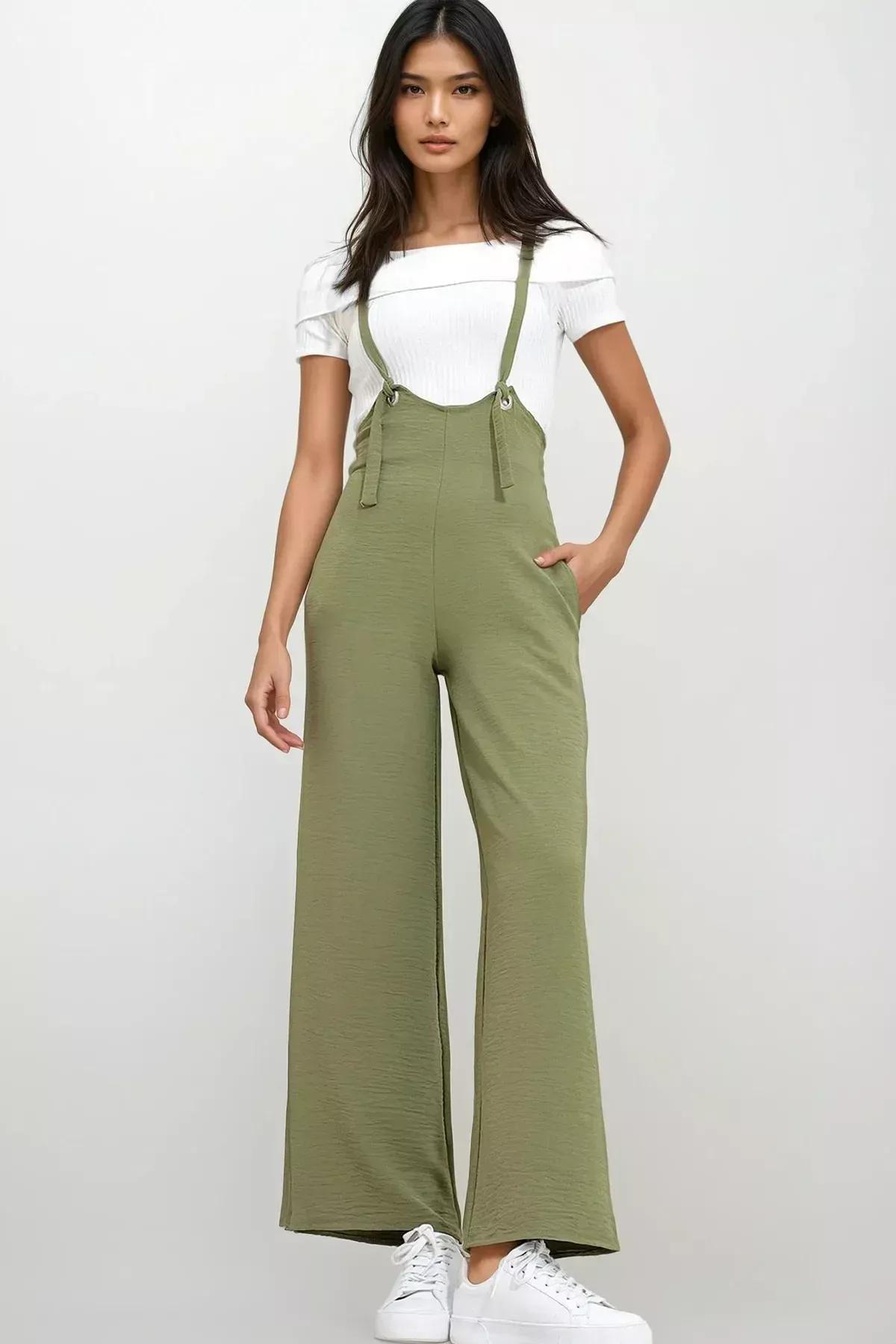 دنغري بحمالات قابلة للتعديل وسحاب، كاكي, Khaki, large image number 1