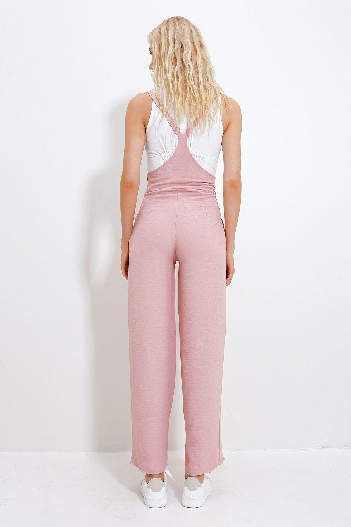 Womens Pink Adjustable Strap Hidden Zipper Double Pocket Salopet ALC-X11979, single, , large image number 4