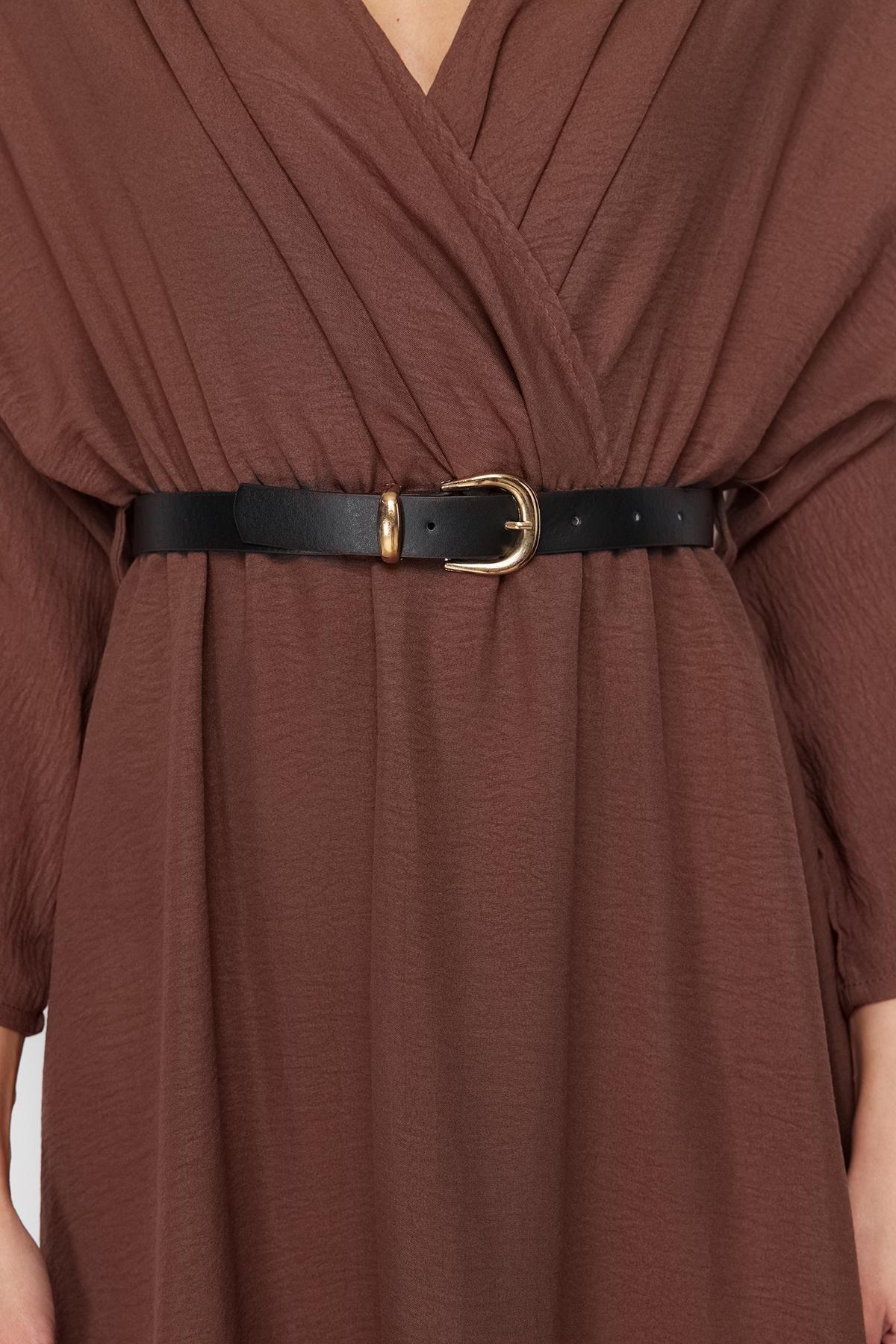Brown Straight Midi Dress, , large image number 1