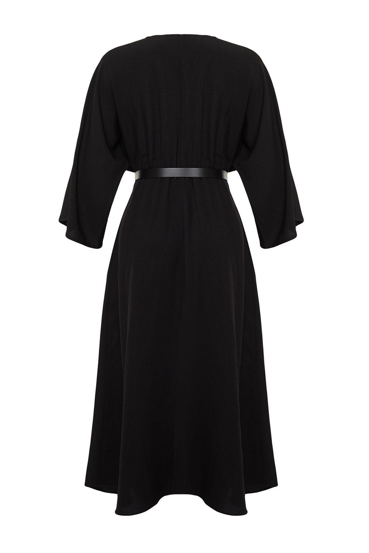 Black Plain Kimono Maxi TWOSS24EL00992, , large image number 6