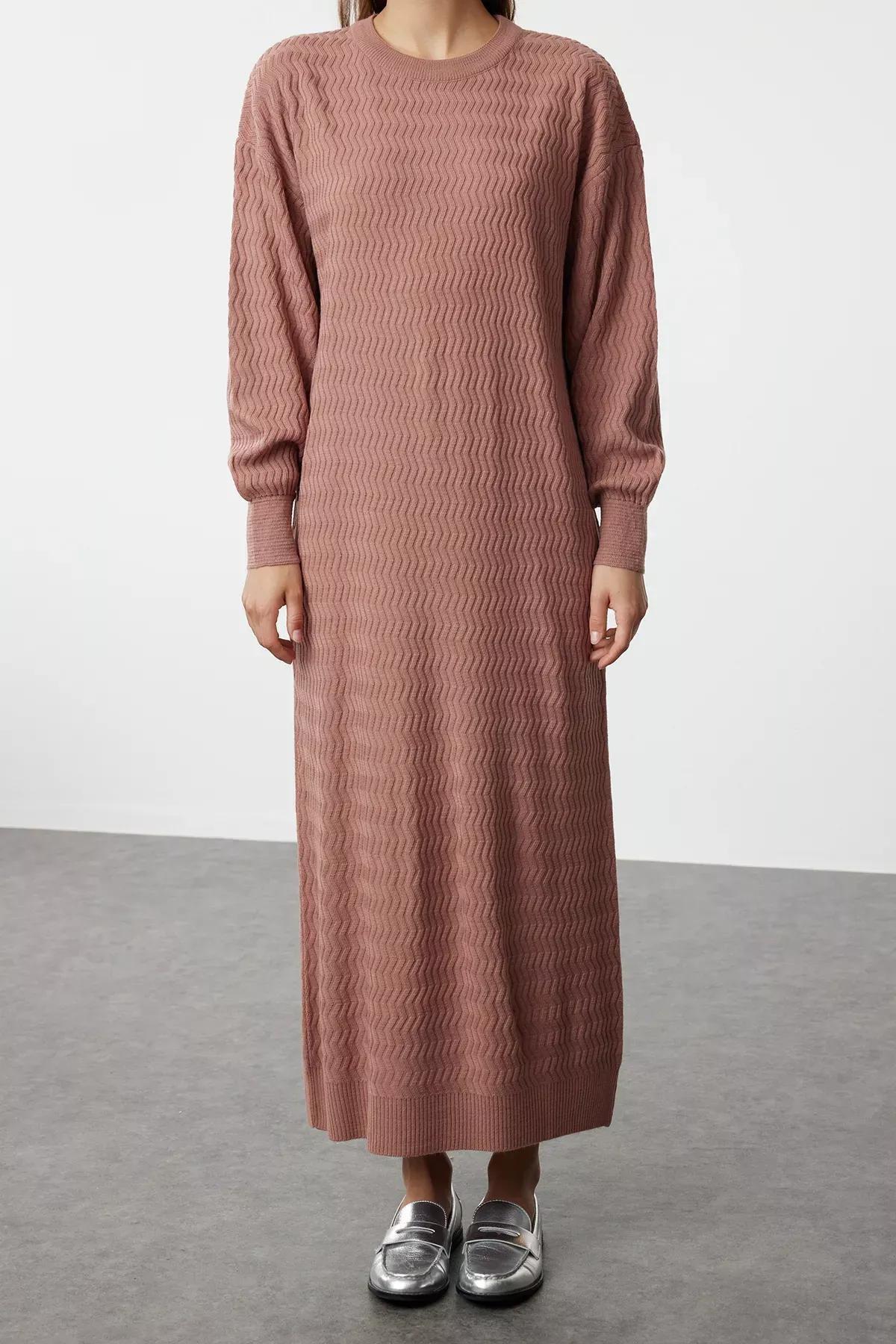 Pink Patterned Knit Dress, Dried rose, large image number 3