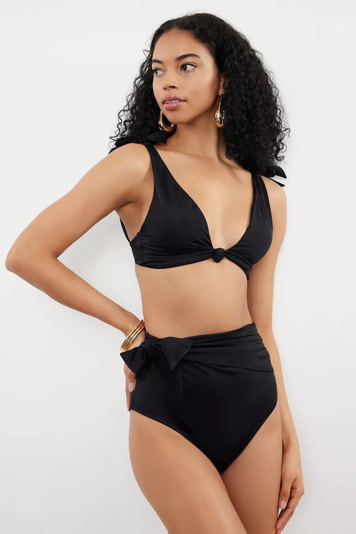 Black Belted High Waist Bikini Bottom, , large image number 1