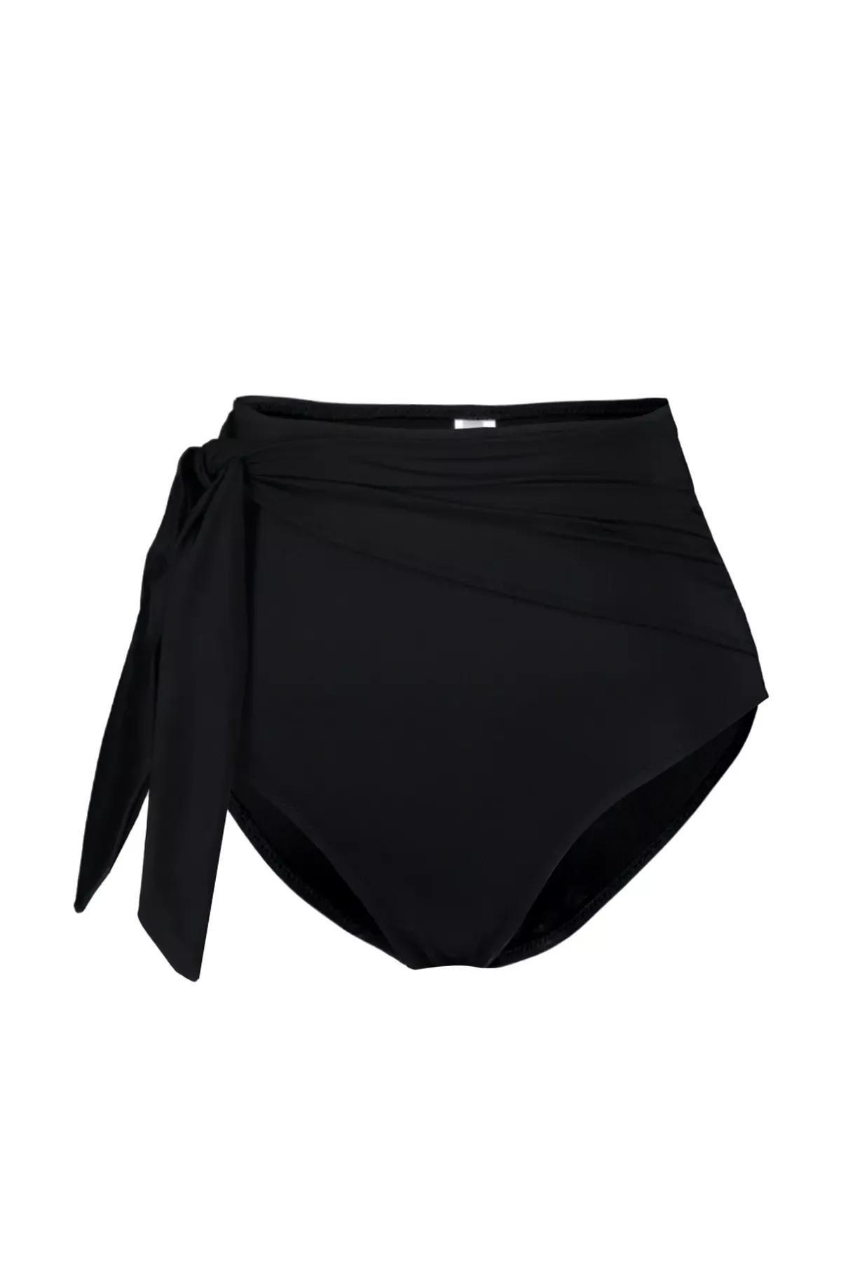 Black Belted High Waist Bikini Bottom, , large image number 4