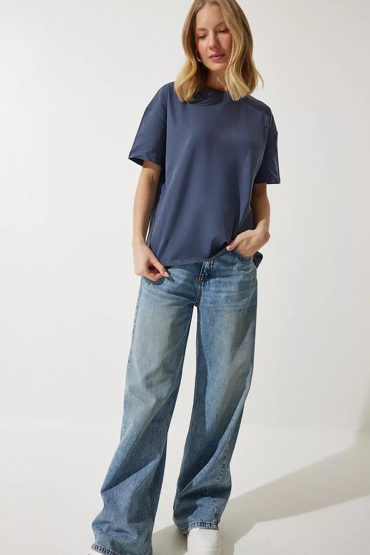 Womens Smoked Loose Basic Cotton T-Shirt BP00151, single, , large image number 1