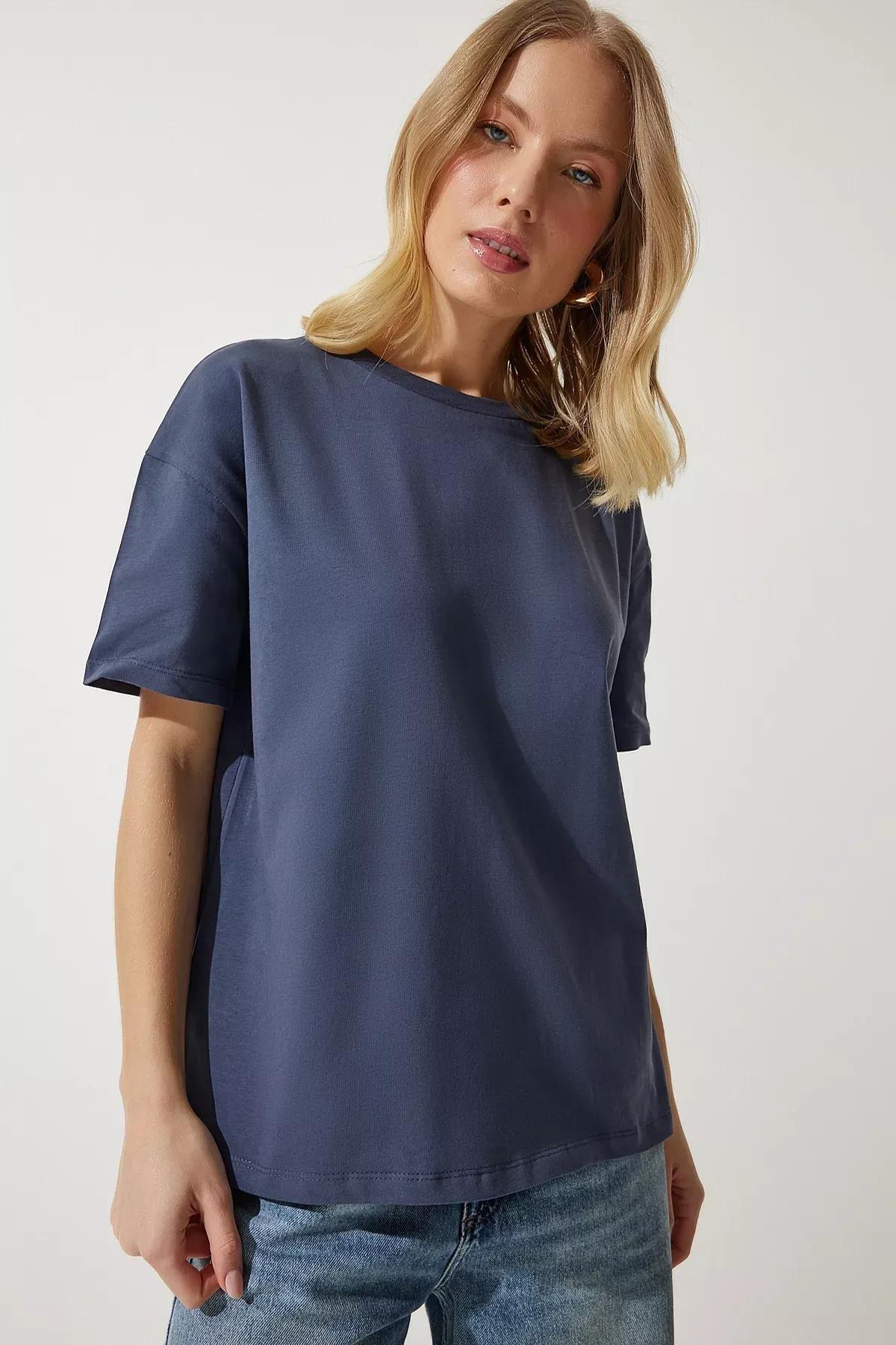 Womens Smoked Loose Basic Cotton T-Shirt BP00151, single, , large image number 2