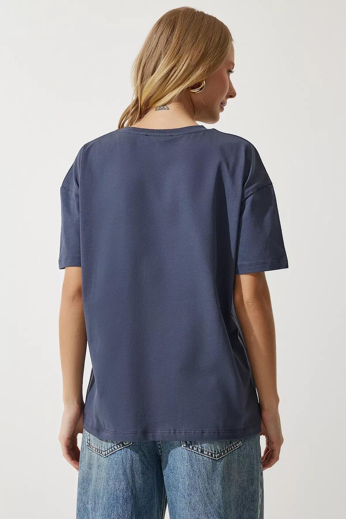 Womens Smoked Loose Basic Cotton T-Shirt BP00151, single, , large image number 4