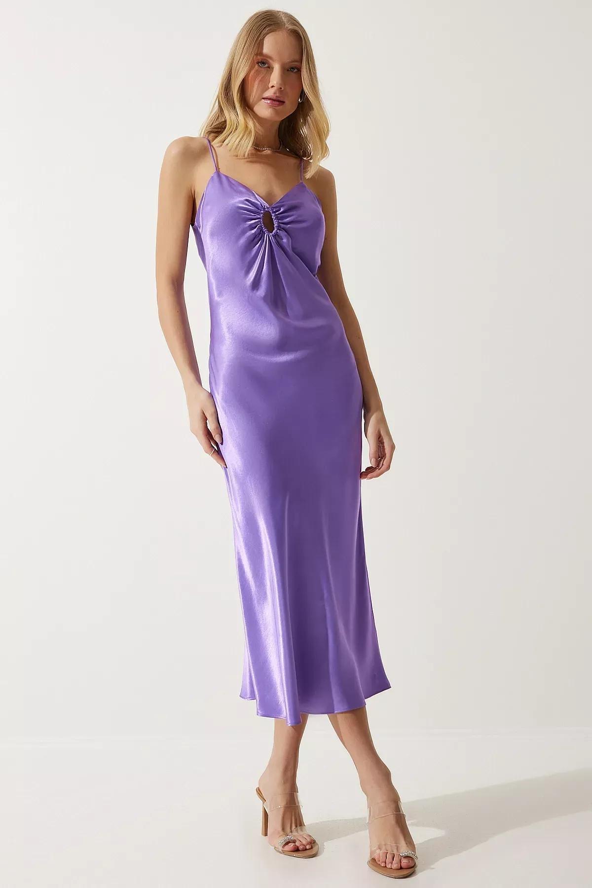 Purple Knot Slip Midi Dress, Purple, large image number 0