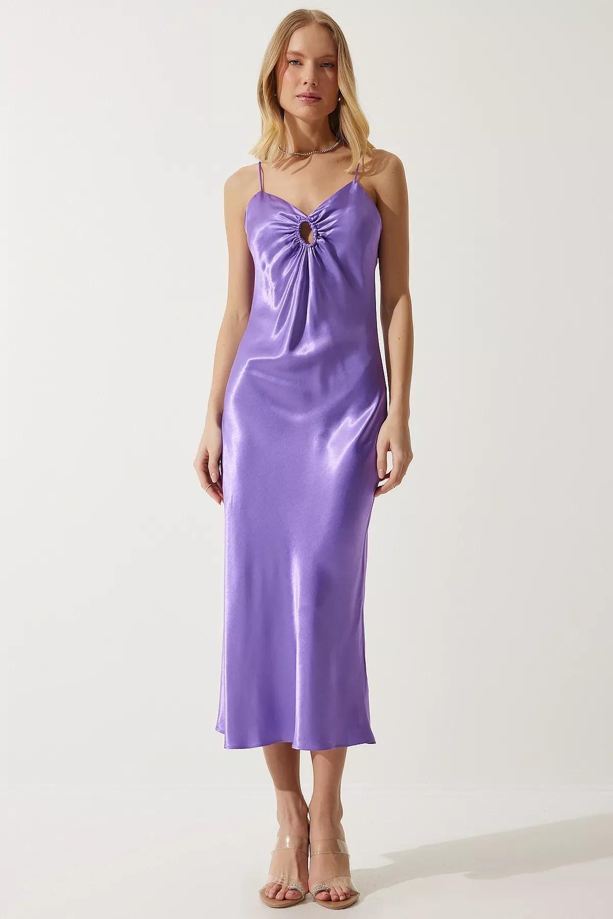 Purple Knot Slip Midi Dress, Purple, large image number 1