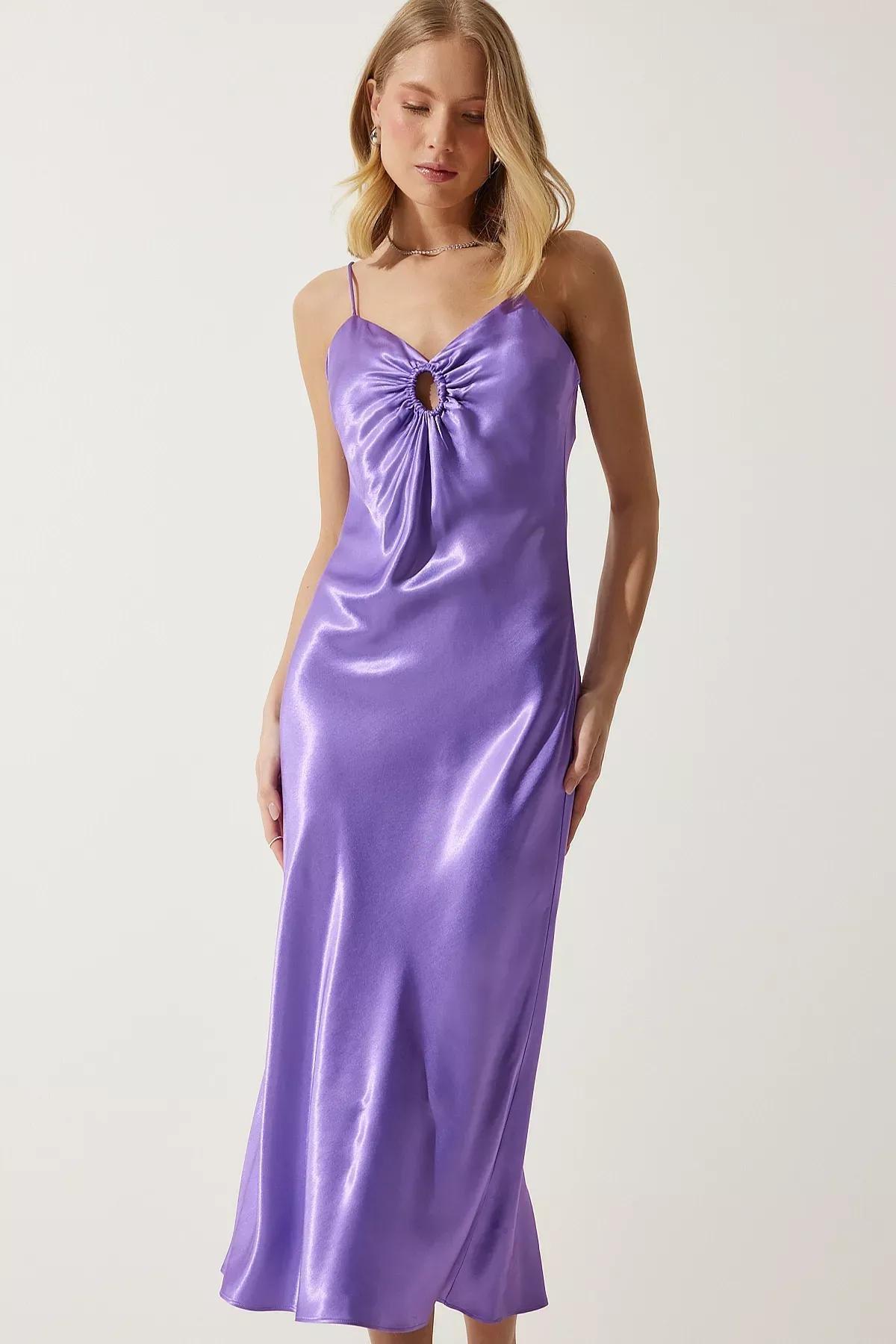 Purple Knot Slip Midi Dress, Purple, large image number 2