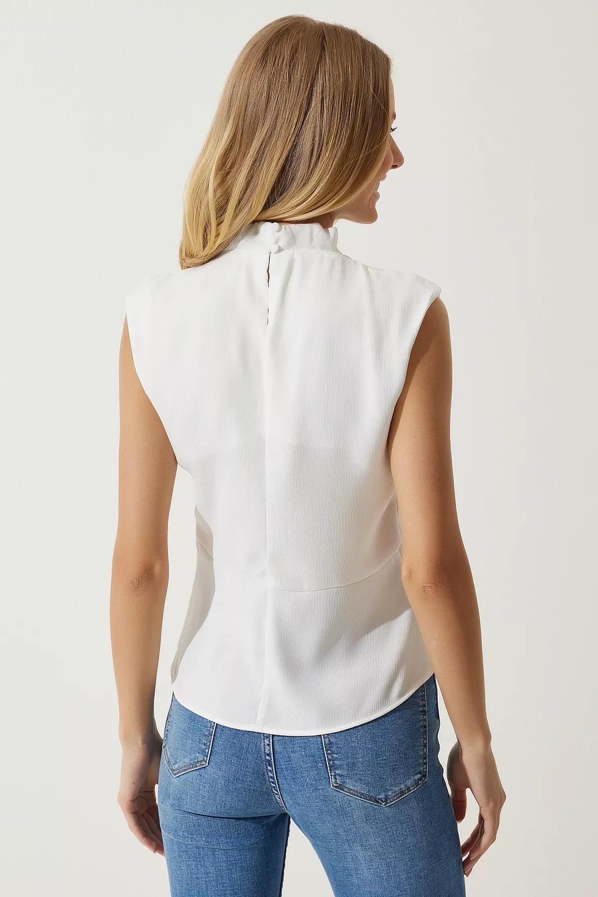 Ecru Knot Tie Front Blouse, , large image number 5