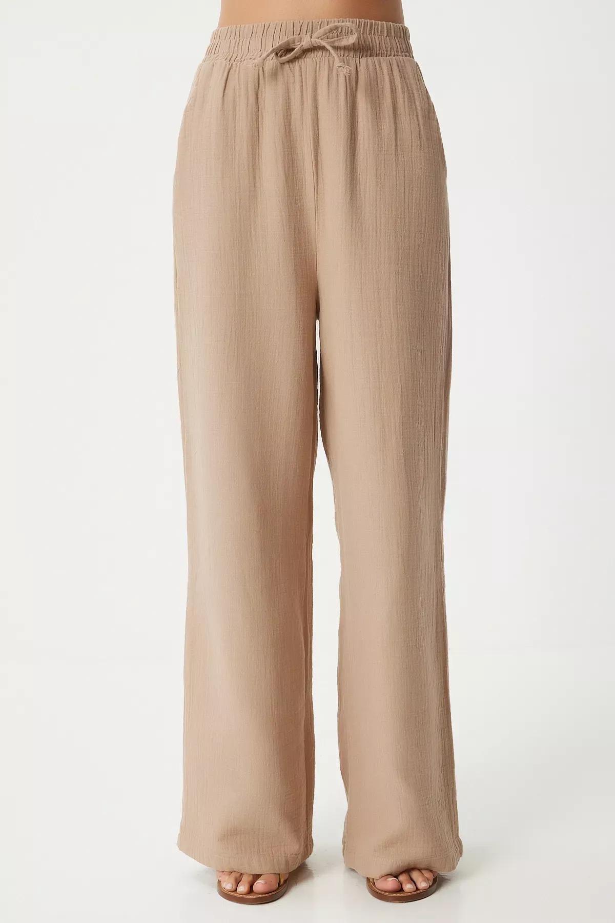 Biscuit Muslin Palazzo Trousers, , large image number 3
