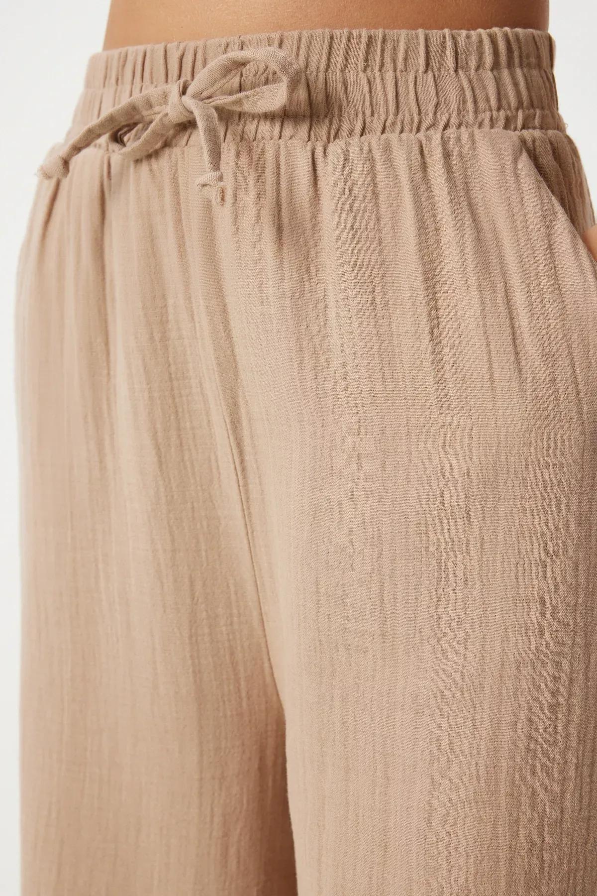 Biscuit Muslin Palazzo Trousers, , large image number 4