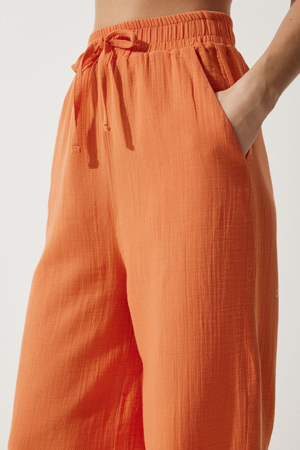 Womens Orange Muslin Palazzo Trousers MX00160, single, Orange, large image number 4