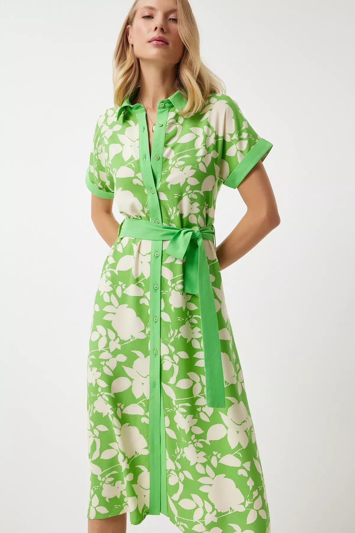 Vibrant Green Floral Midi Dress DD01311, , large image number 3
