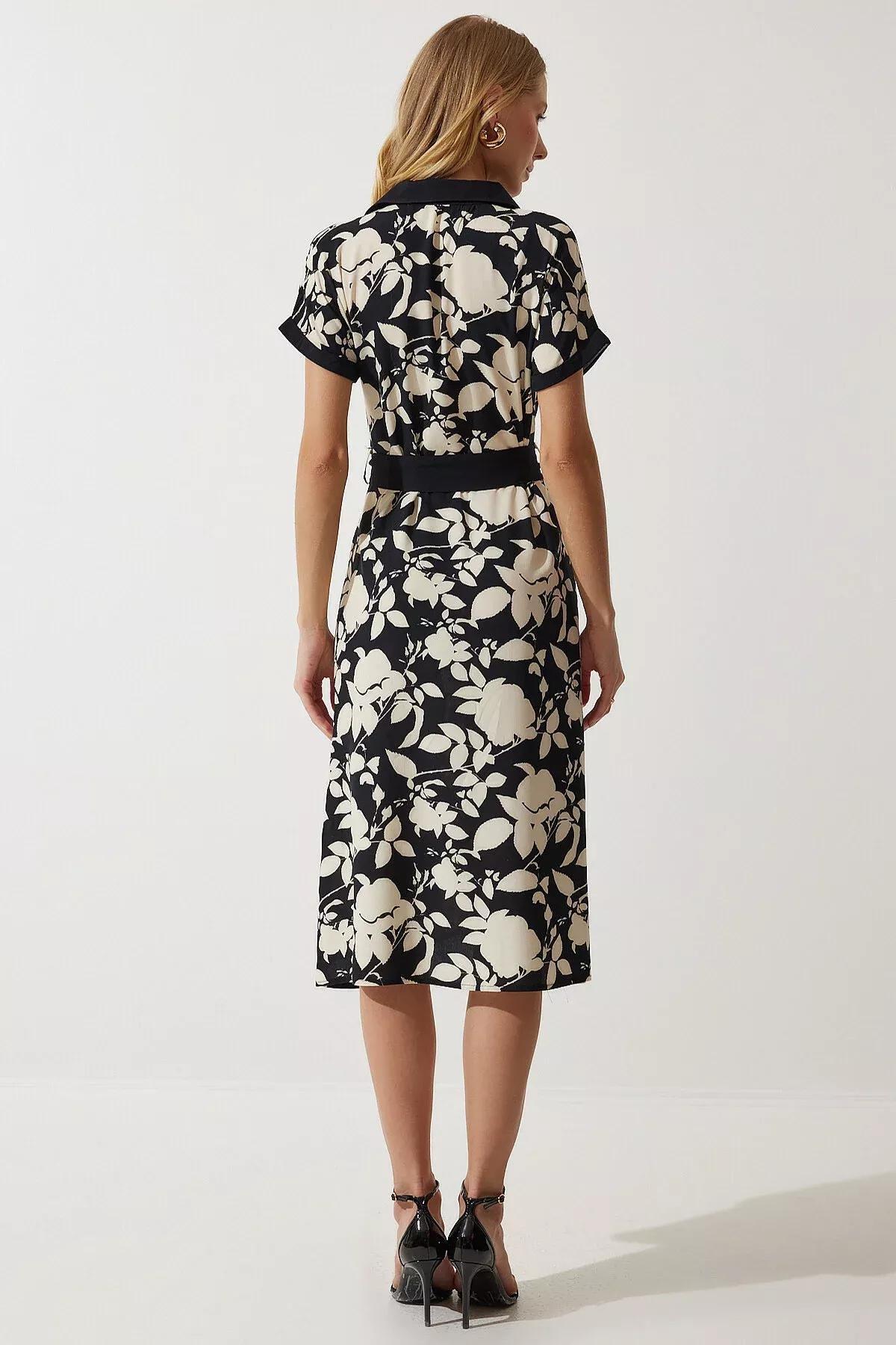 Black Floral Summer Slim Dress, , large image number 2