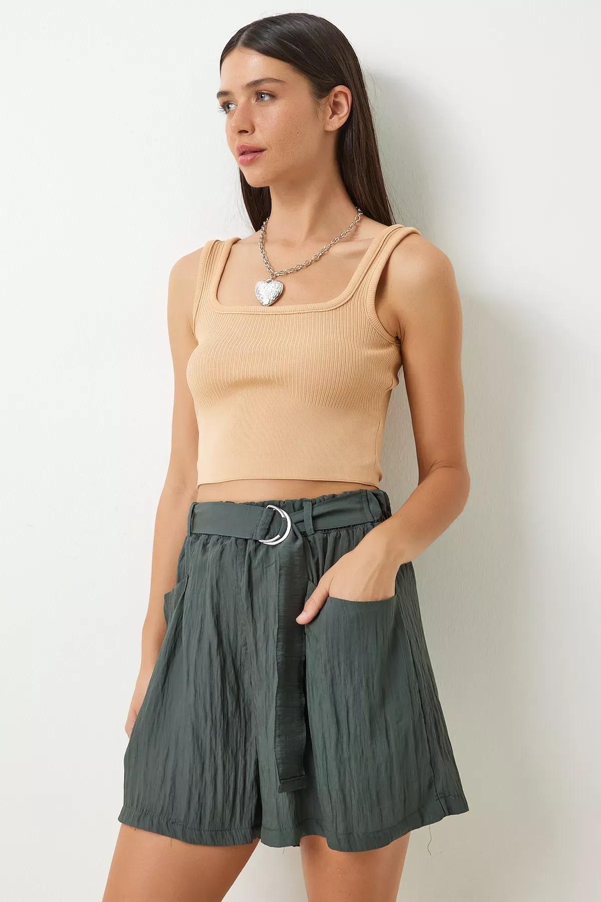 Green Belted City Shorts, , large image number 1