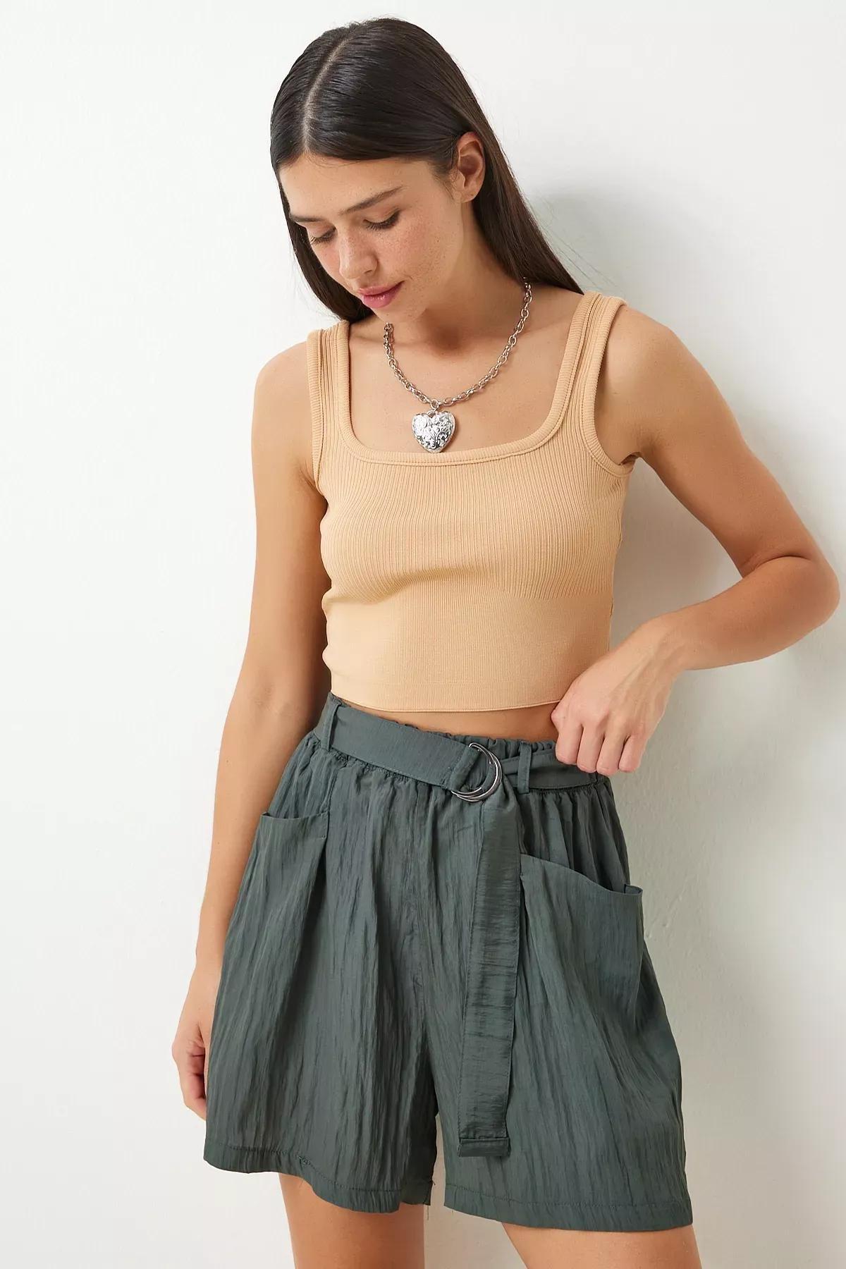 Green Belted City Shorts, , large image number 2