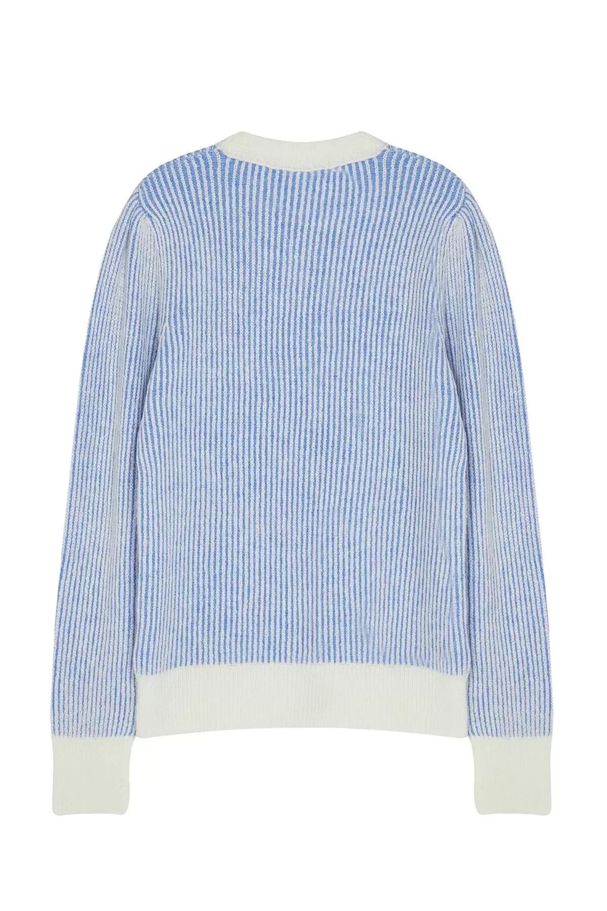 Blue Button Detailed Knit Sweater, LIGHT BLUE, large image number 5