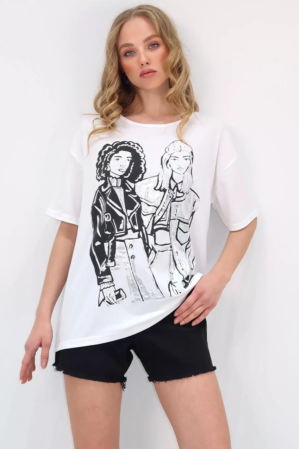 White Printed T-Shirt, White, large image number 0