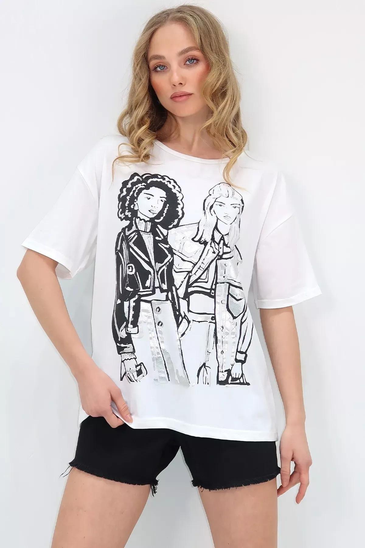 White Printed T-Shirt, White, large image number 1
