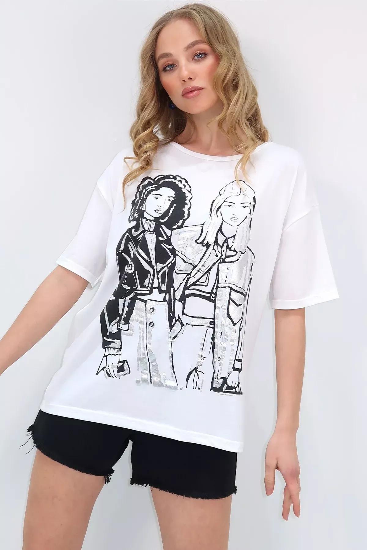 White Printed T-Shirt, White, large image number 2