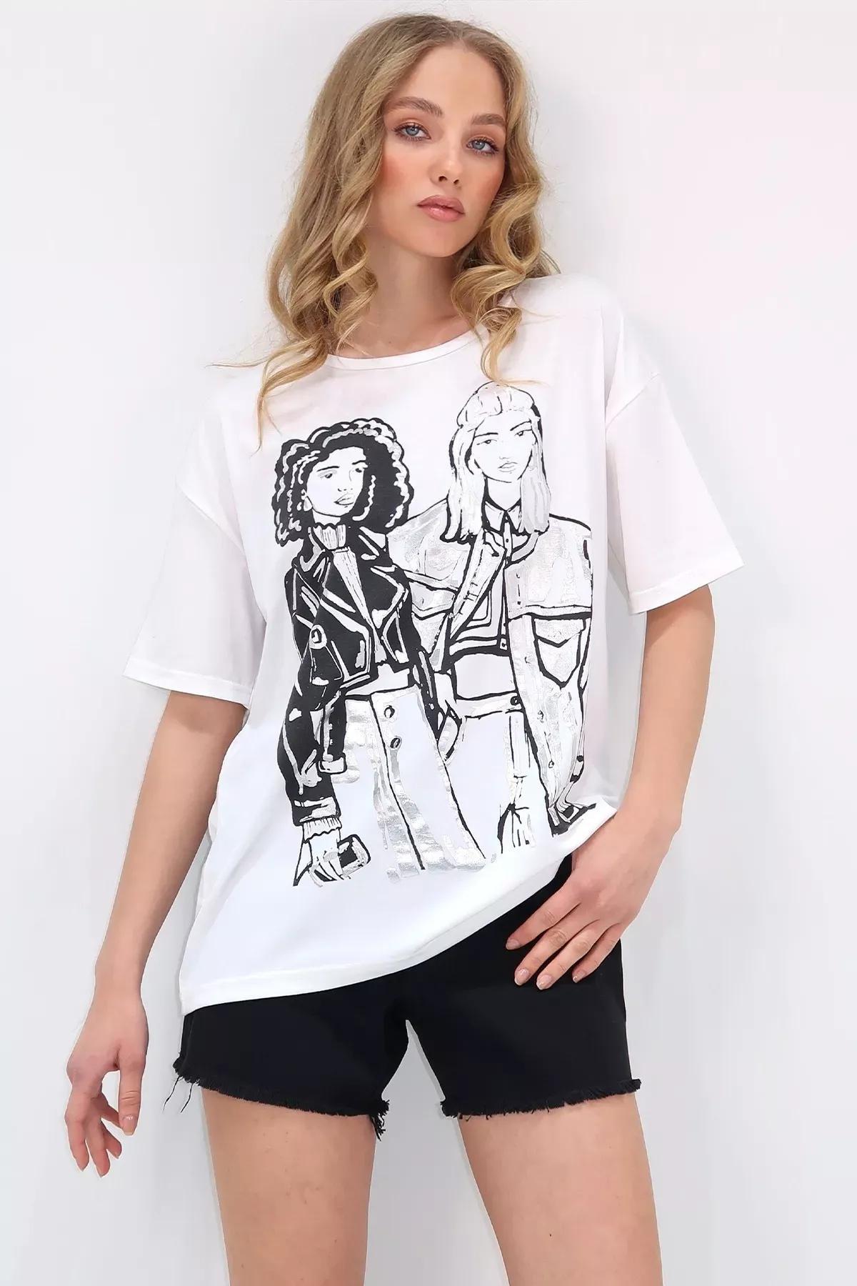 White Printed T-Shirt, White, large image number 3