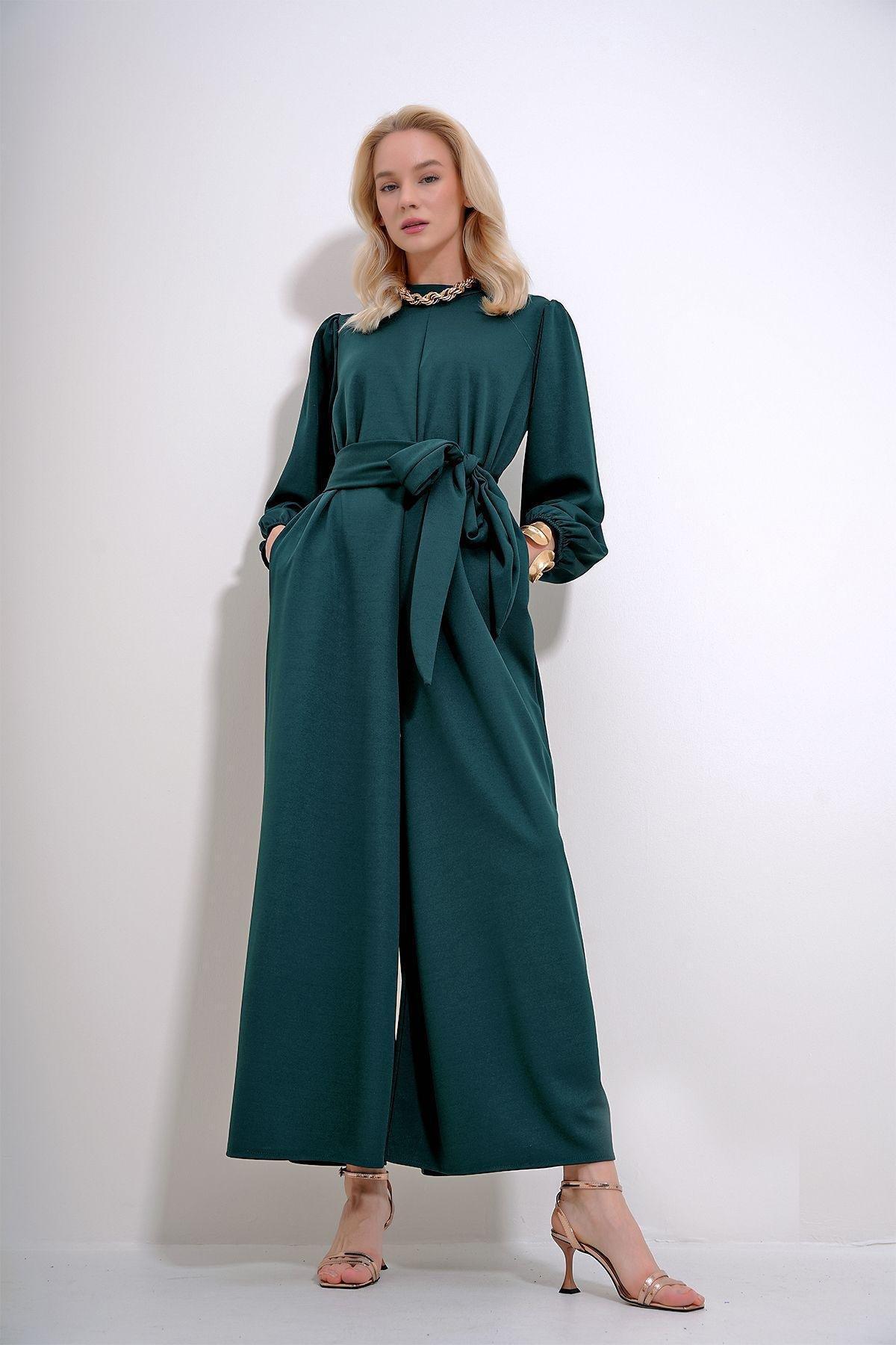 Emerald Green Belted Formal Jumpsuit, Emerald, large image number 1