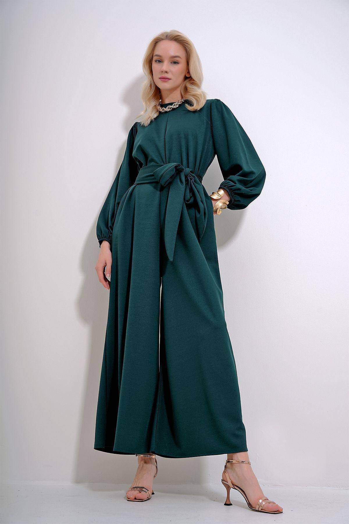 Emerald Green Belted Formal Jumpsuit, Emerald, large image number 2