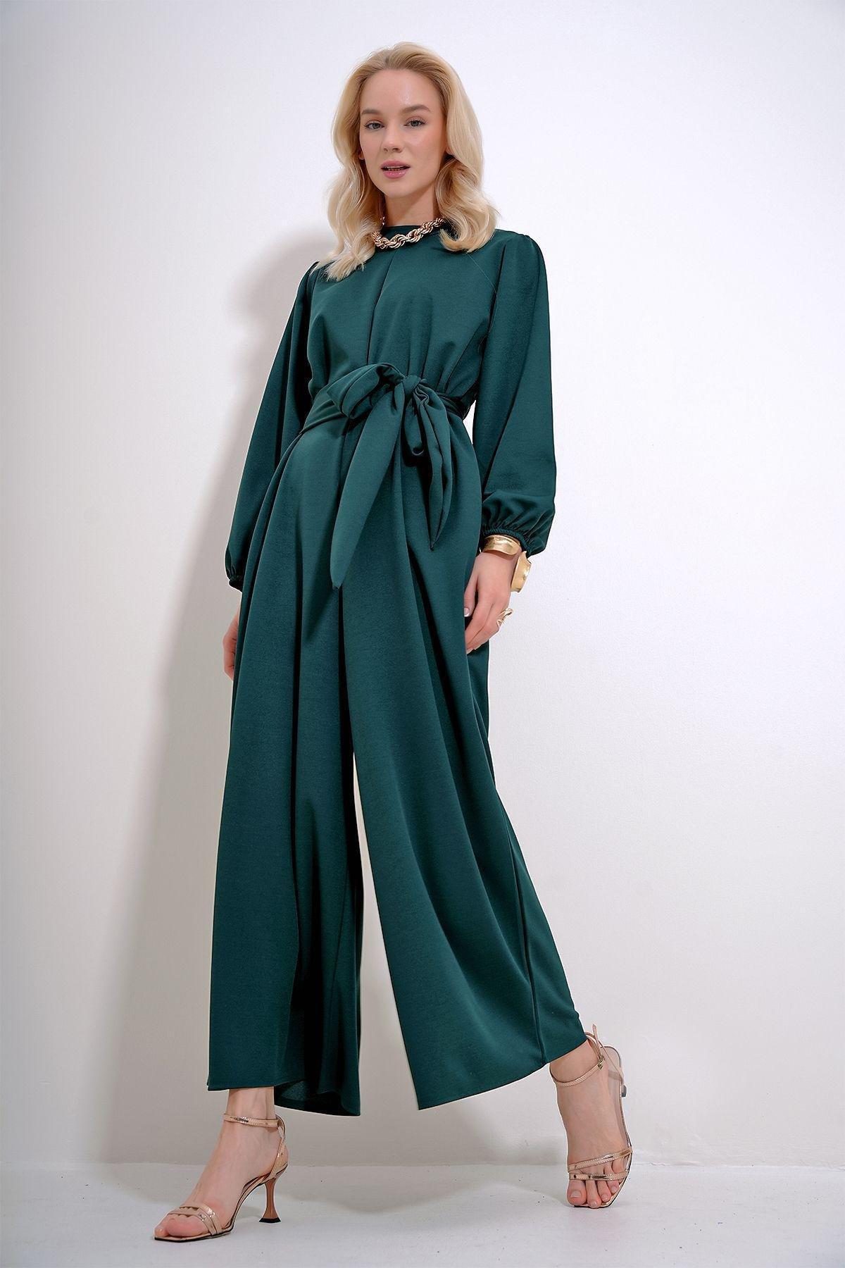Emerald Green Belted Formal Jumpsuit, Emerald, large image number 3