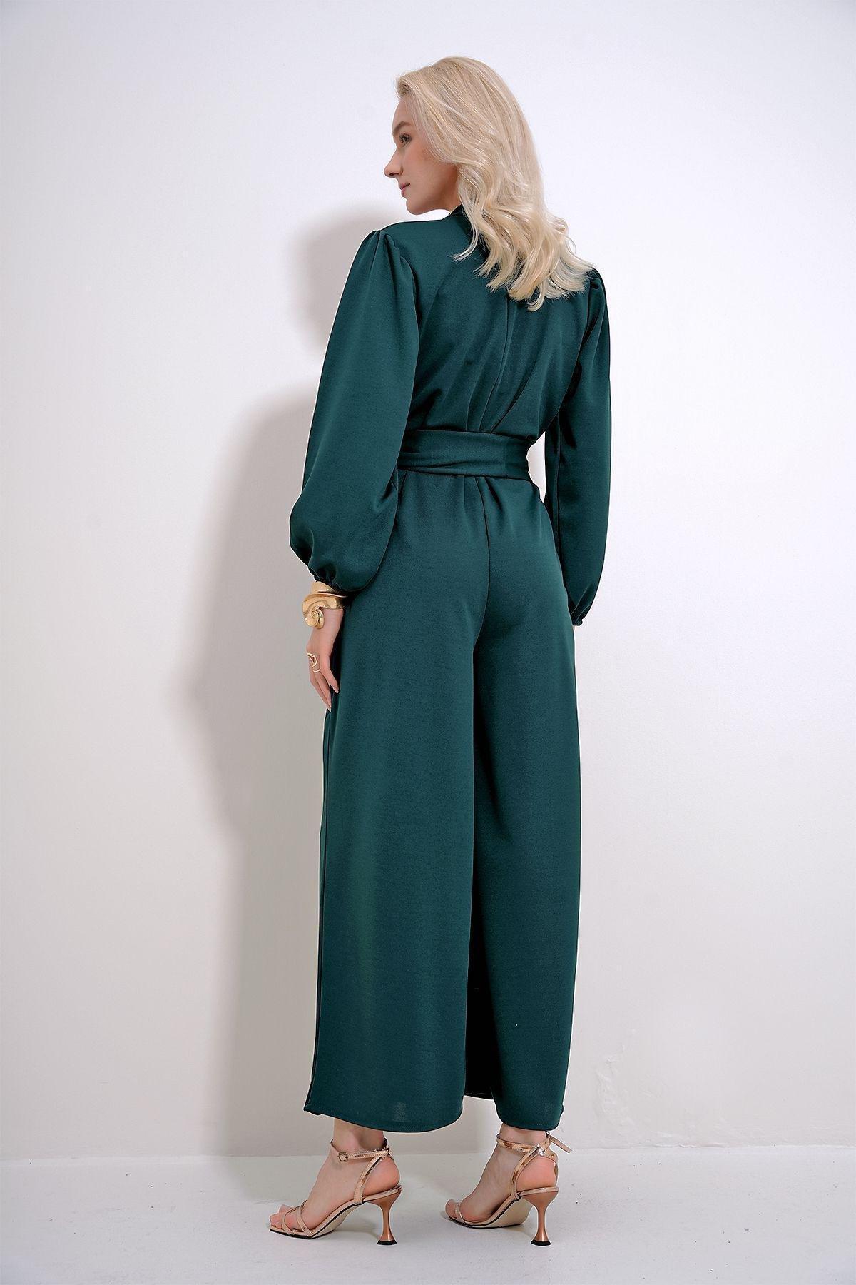 Emerald Green Belted Formal Jumpsuit, Emerald, large image number 4