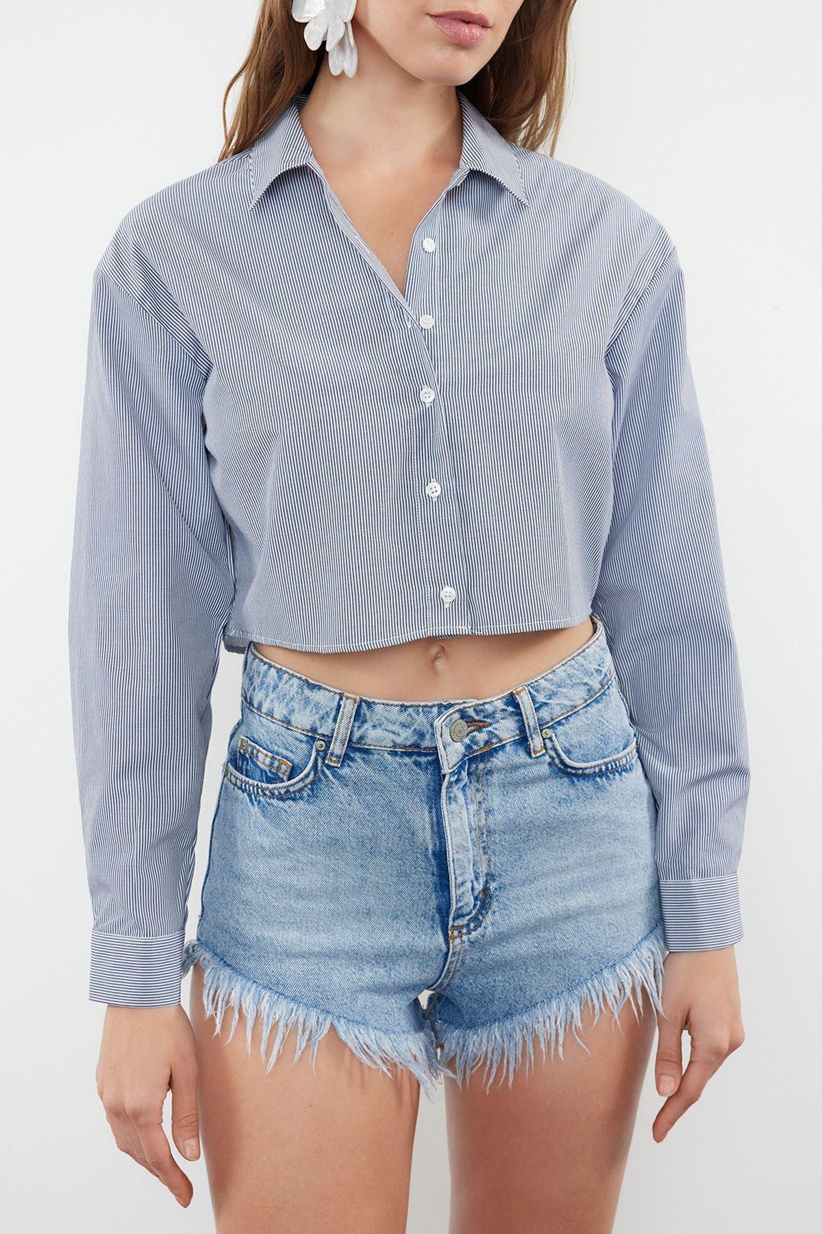 Checked Crop Shirt TBESS24GO00024, , large image number 3