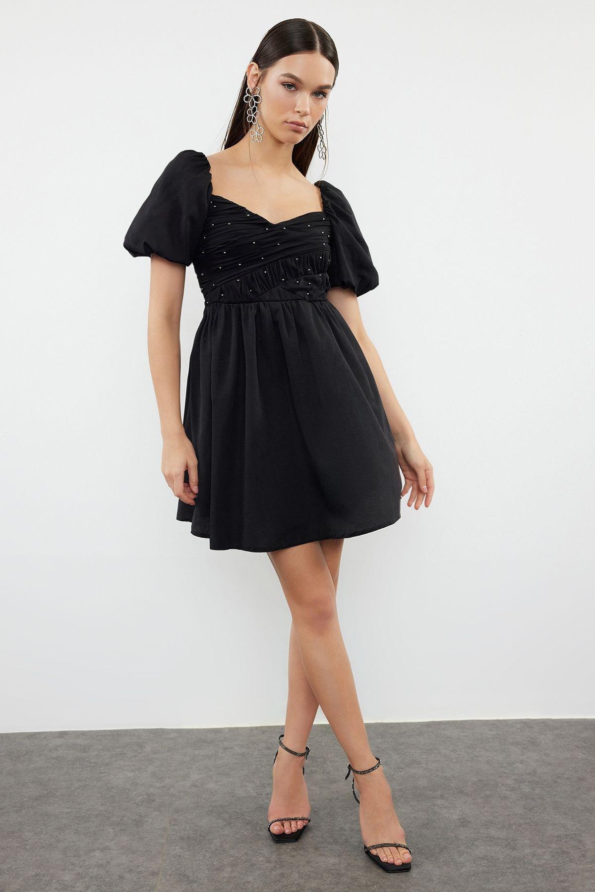 Black Frills Ruffle Mini Dress TPRSS24EL00222, BLACK, large image number 0