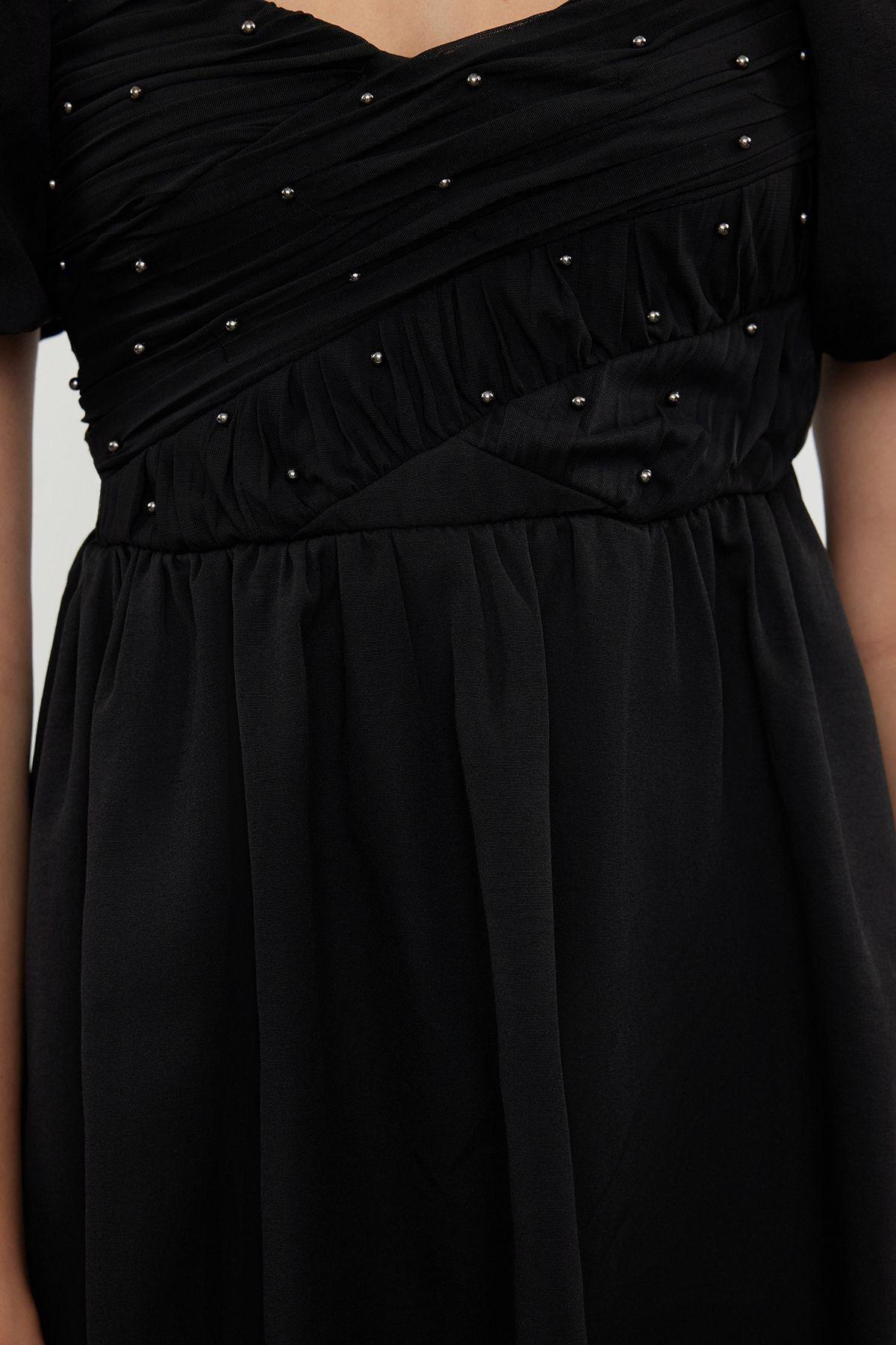 Black Frills Ruffle Mini Dress TPRSS24EL00222, BLACK, large image number 3