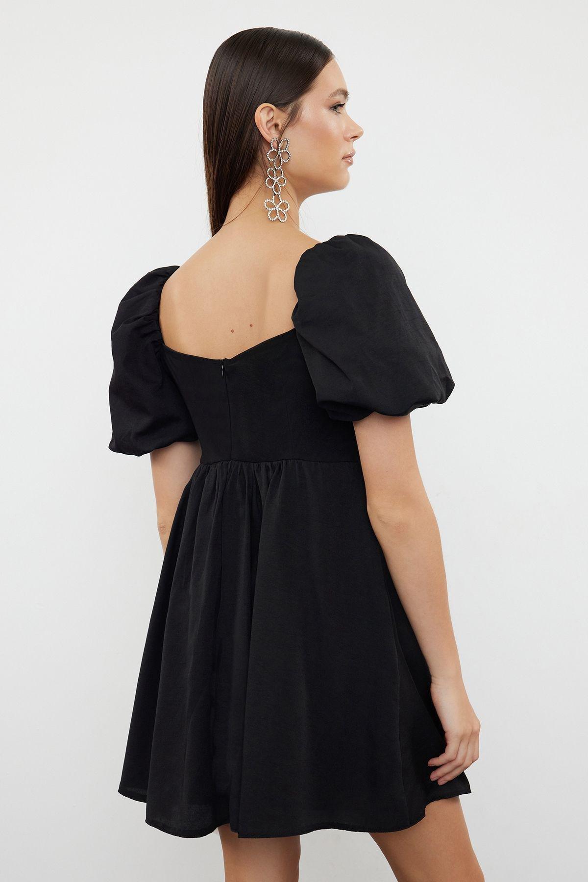 Black Frills Ruffle Mini Dress TPRSS24EL00222, BLACK, large image number 4