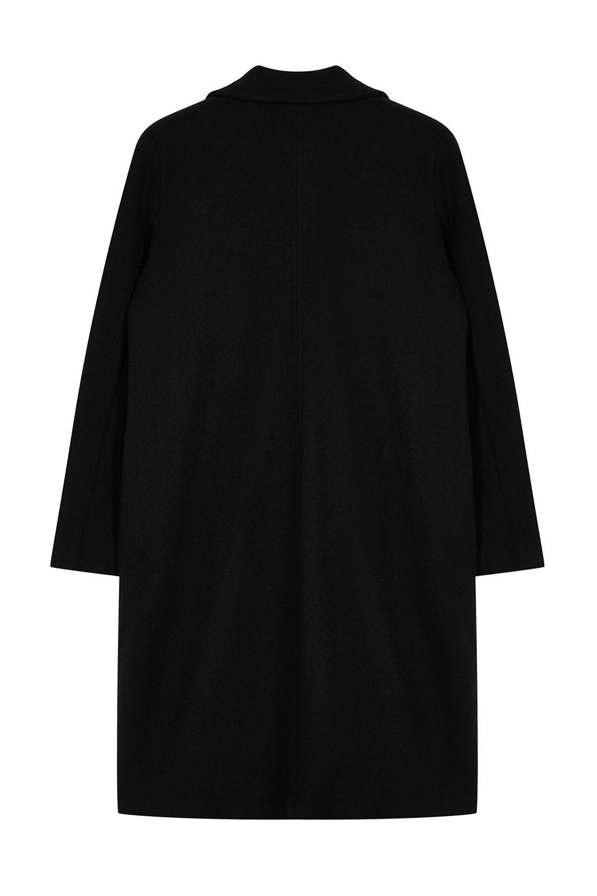 Black Unlined Soft Textured Unlined Knitted Cashmere Coat TWOAW25KB00037, , large image number 6