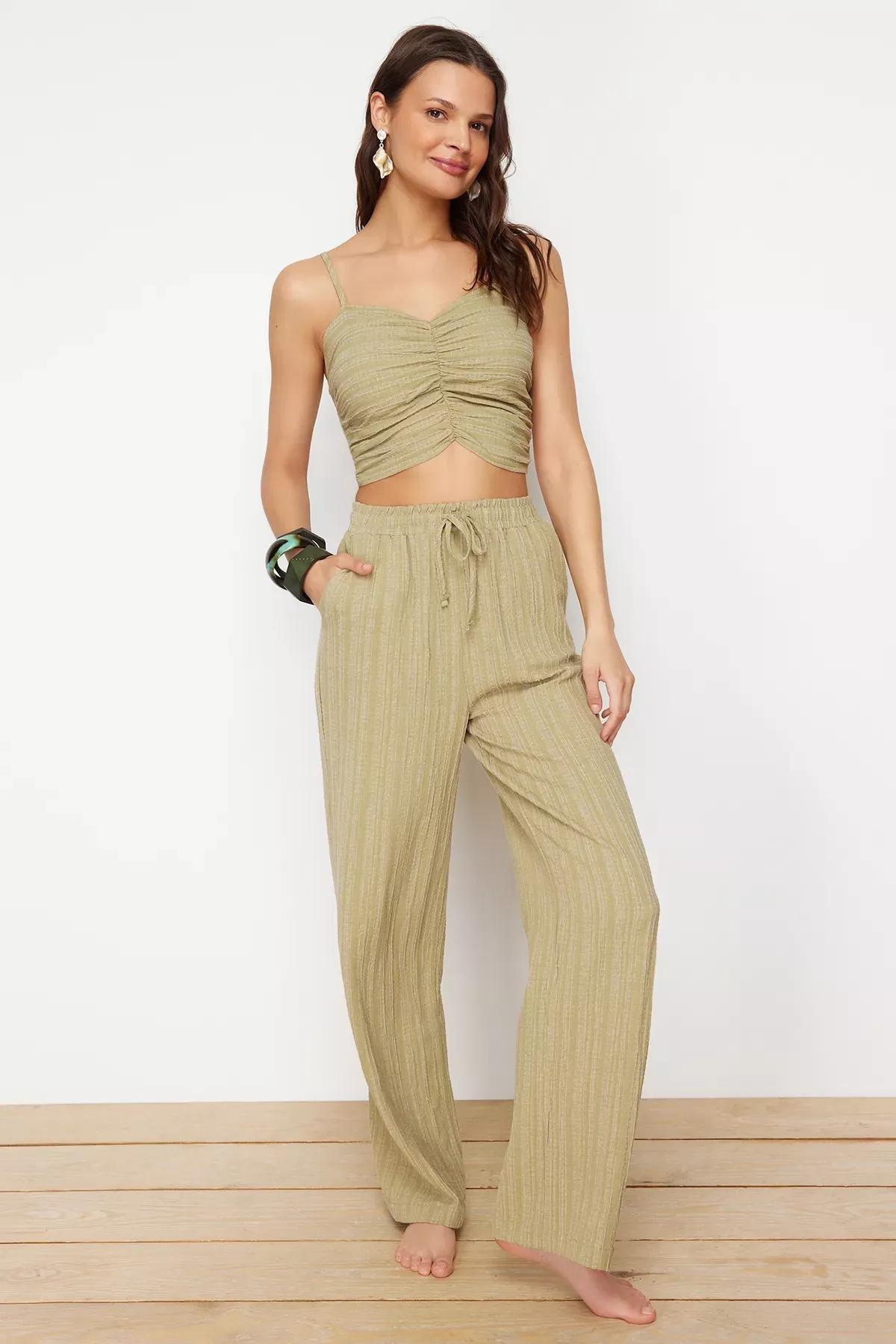 Khaki Set Textured Top Trousers, C101_1754, medium