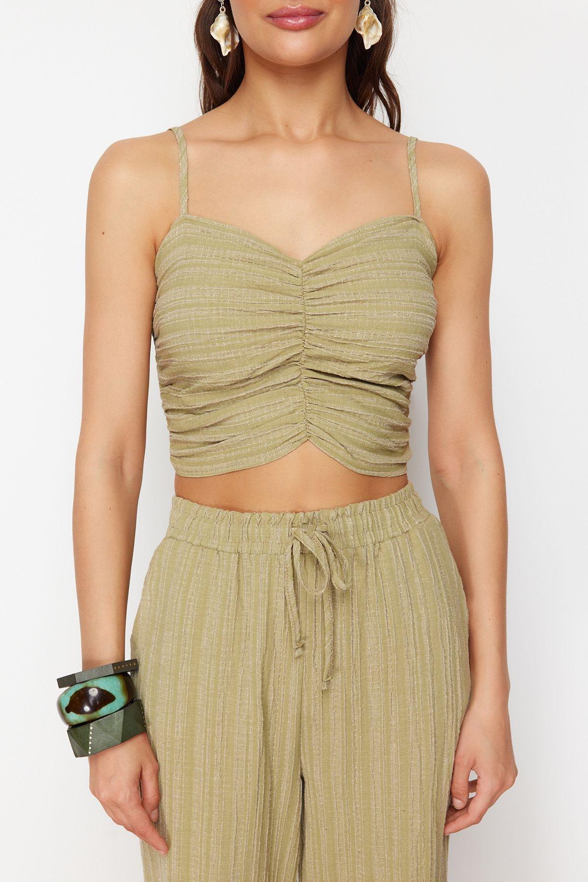 Khaki Set Textured Top Trousers, , large image number 3